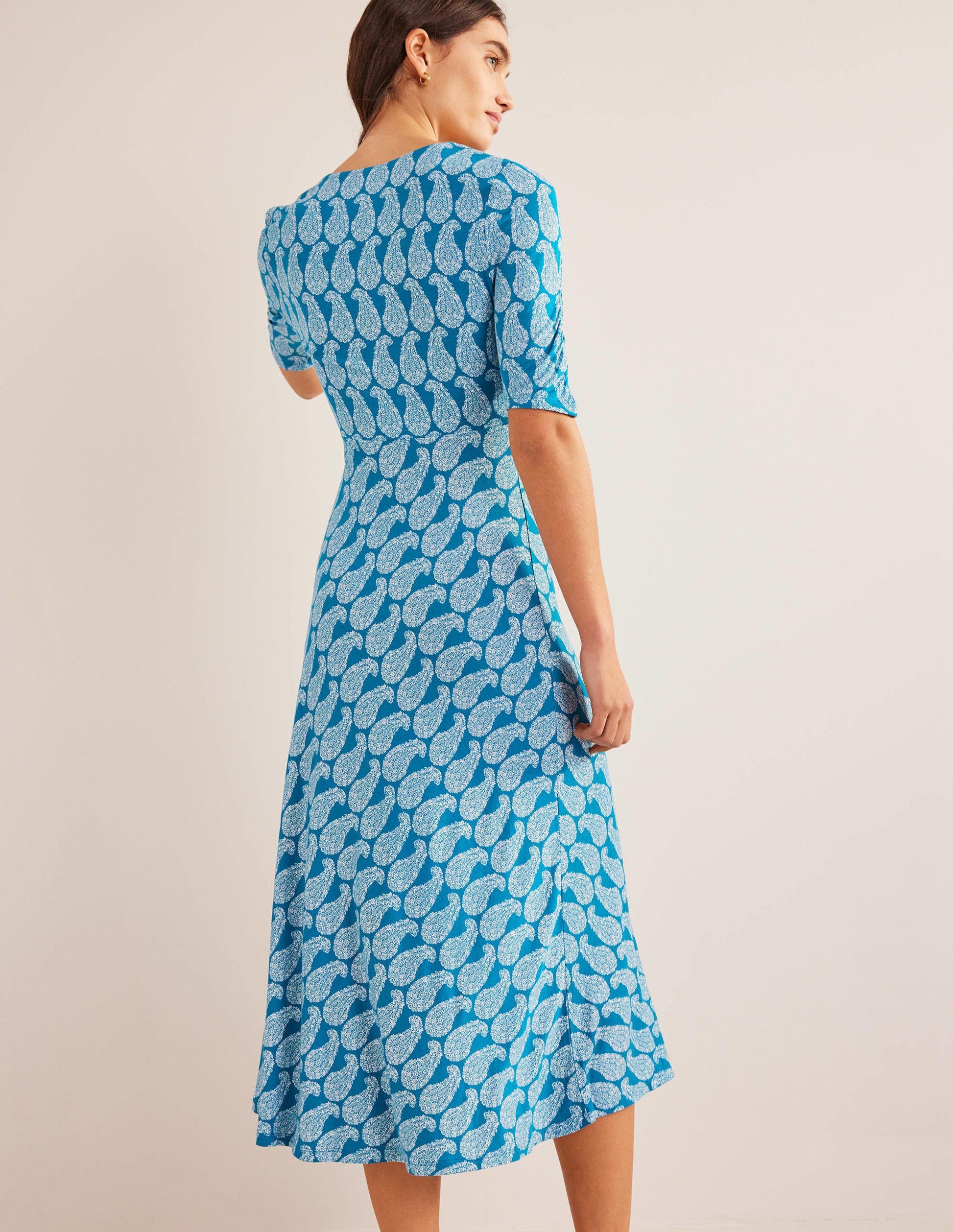 Rebecca Jersey Midi Tea Dress-Crystal Teal, Sweet Paisley-3