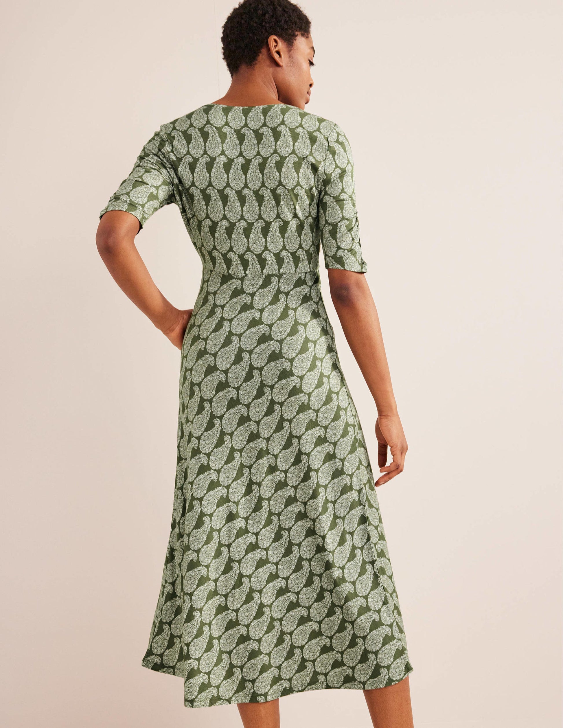 Rebecca Jersey Midi Tea Dress-Spruce, Sweet Paisley-3