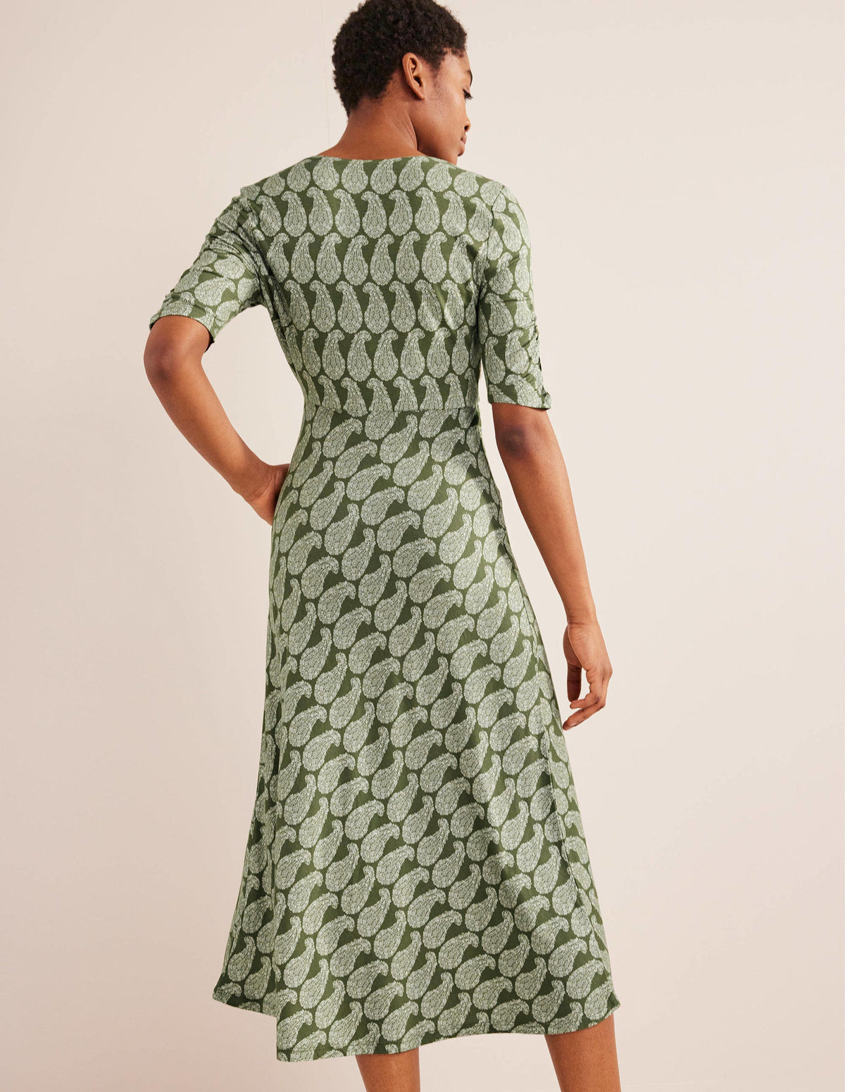 Rebecca Jersey Midi Tea Dress-Spruce, Sweet Paisley - Image 3