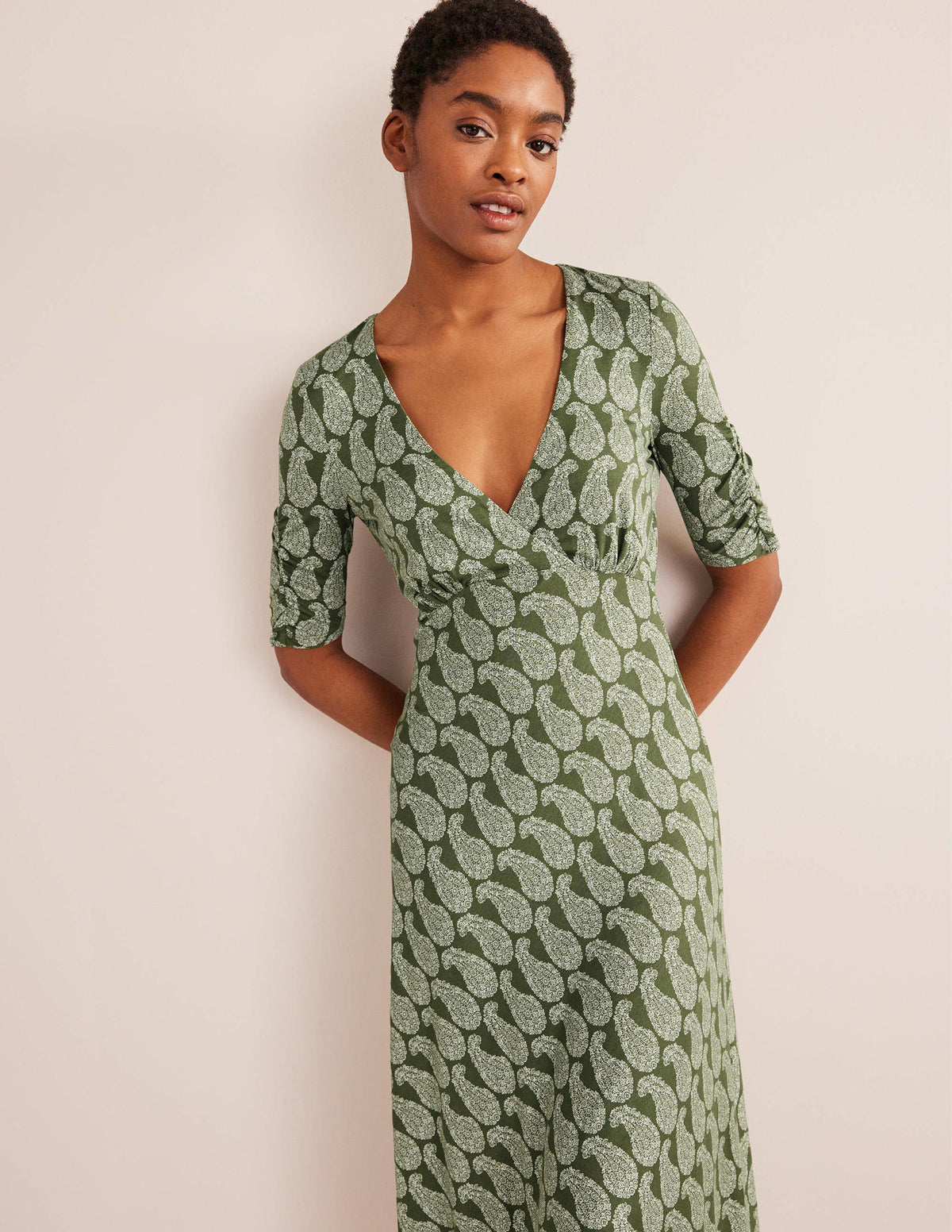 Rebecca Jersey Midi Tea Dress-Spruce, Sweet Paisley-4