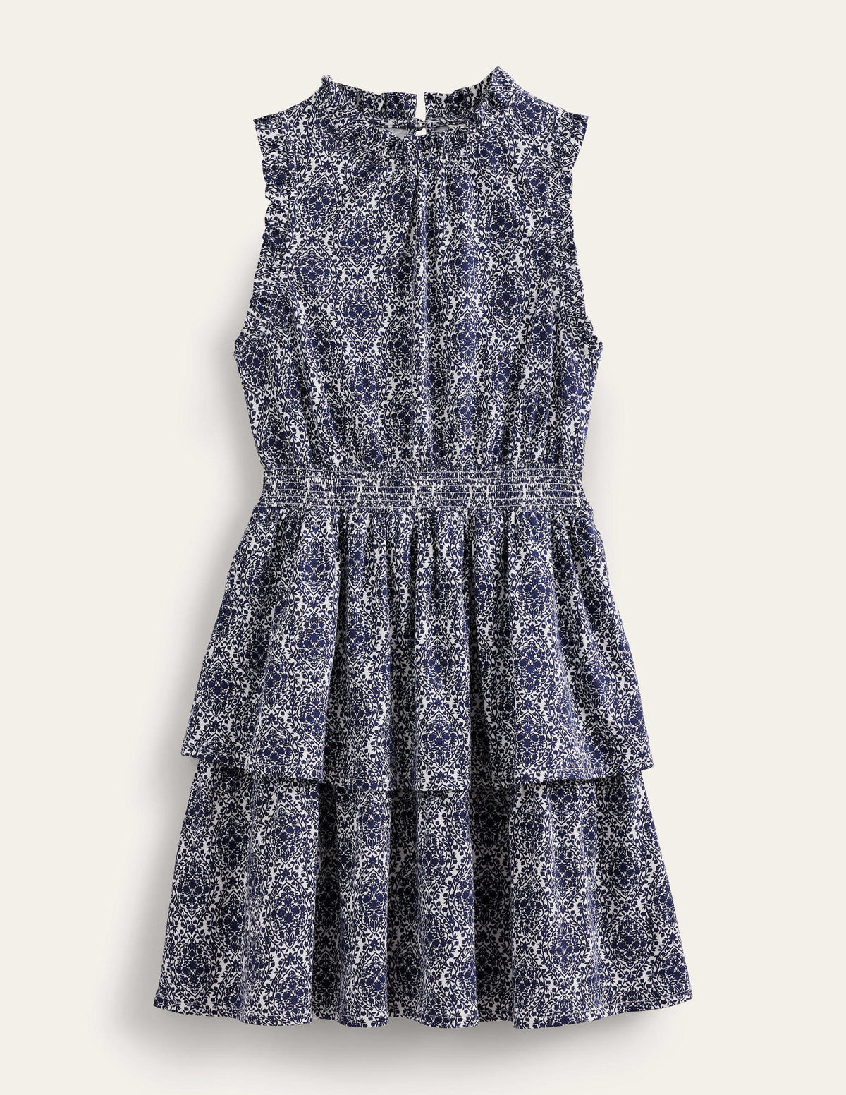 Ruffle Jersey Mini Dress-Prussian Blue, Vine Terrace-5
