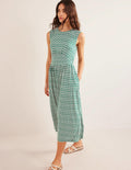 Thea Sleeveless Midi Dress-Bottle Green, Tulip Pop