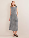 Thea Sleeveless Midi Dress-French Navy, Tulip Pop