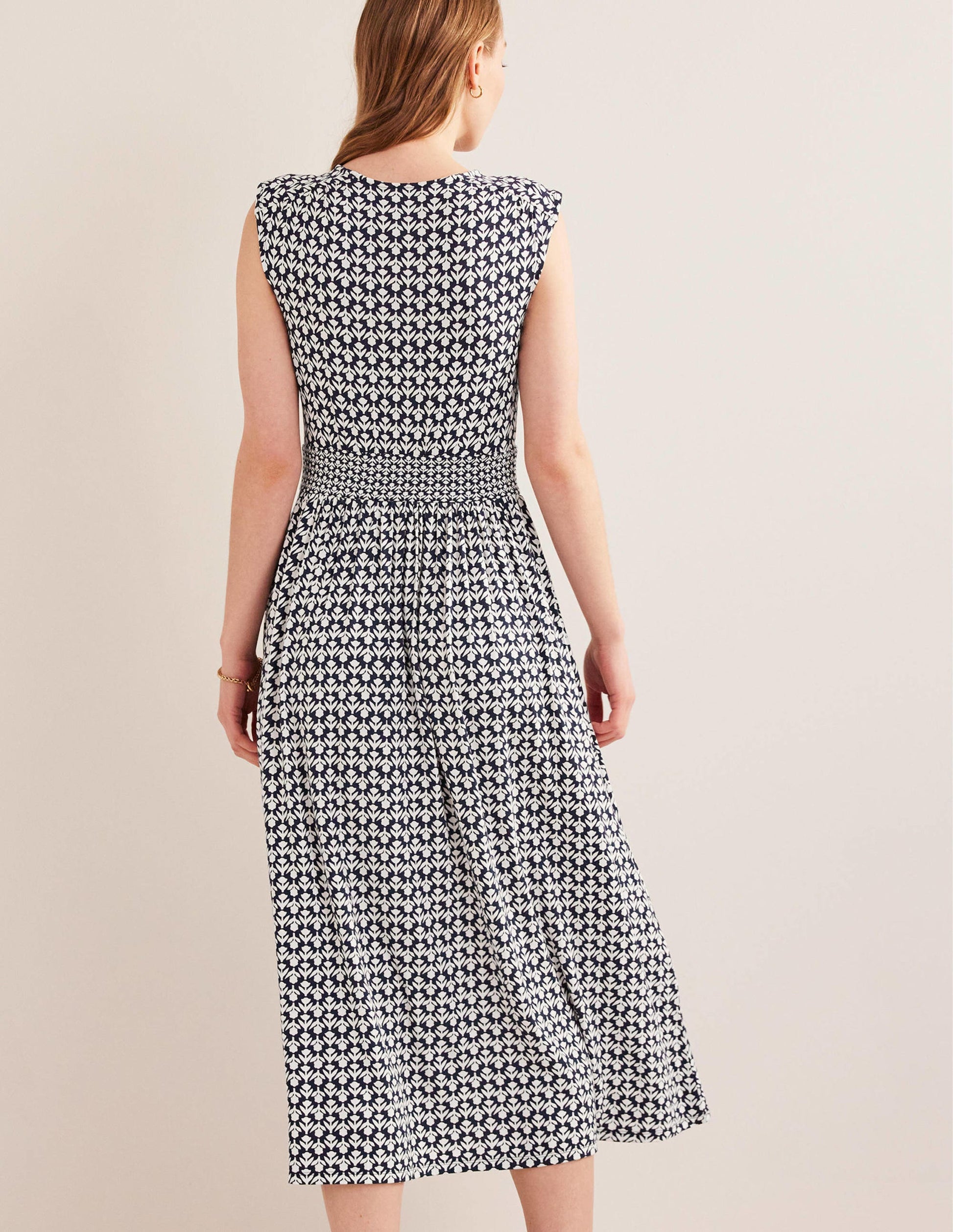 Thea Sleeveless Midi Dress-French Navy, Tulip Pop-3
