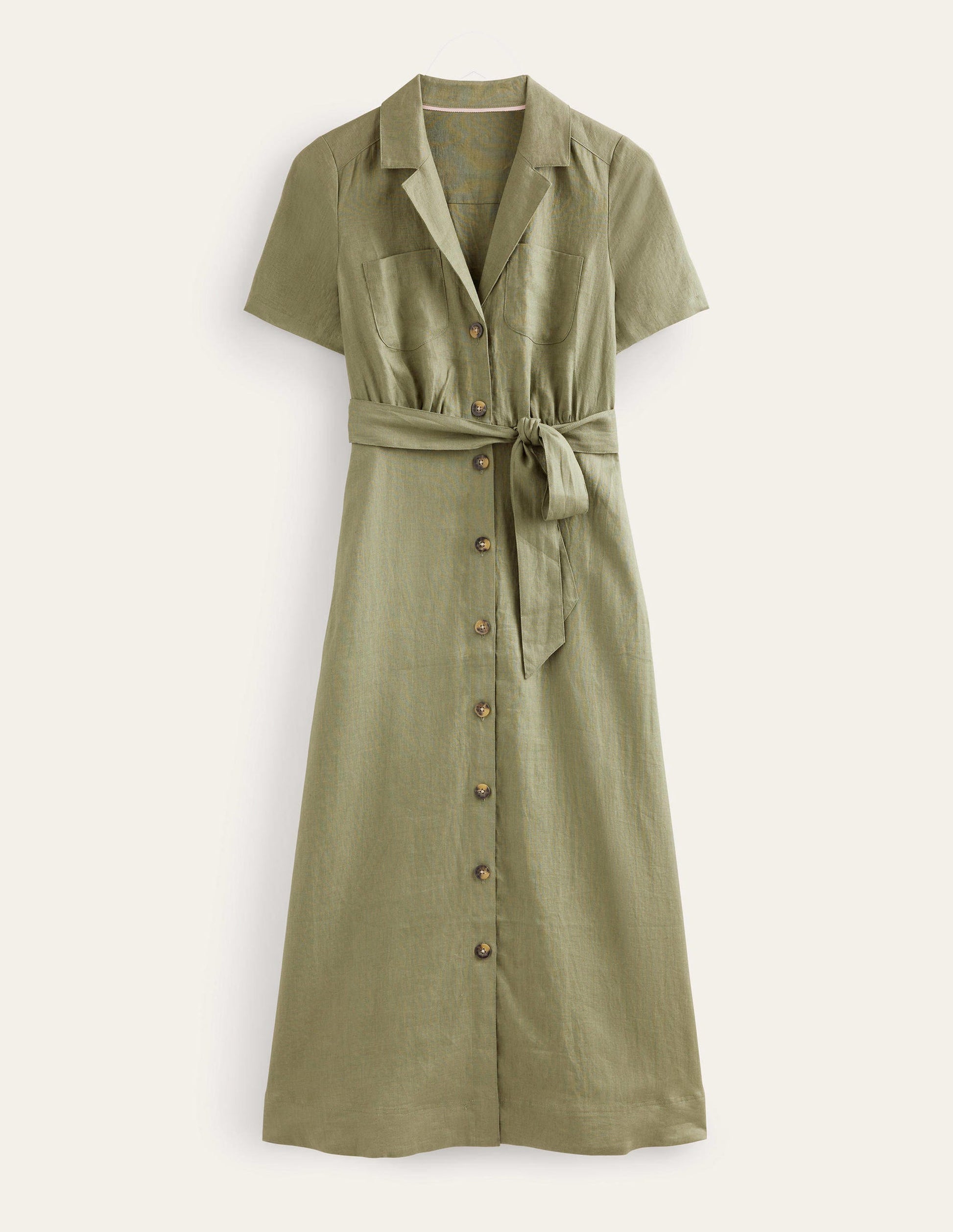 Linen Maxi Shirt Dress-Spruce-5