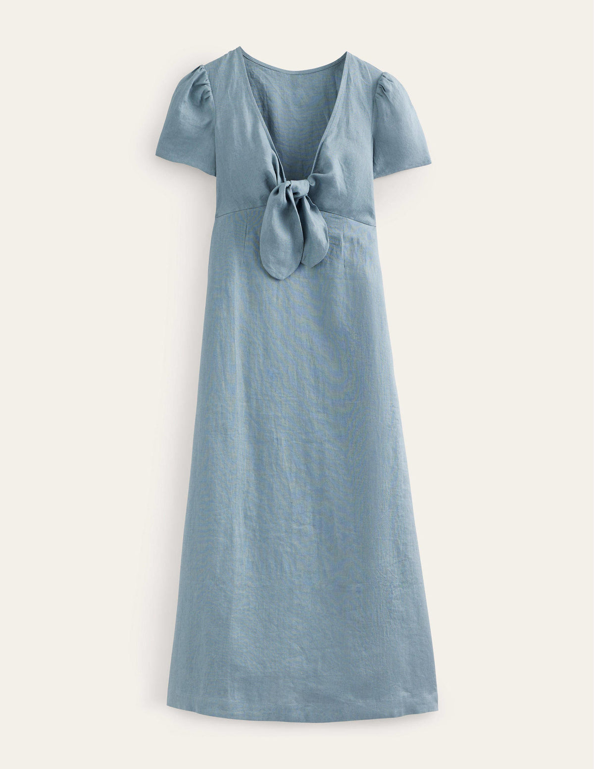 Tie Front Linen Midi Dress-Deep Sea Blue-5