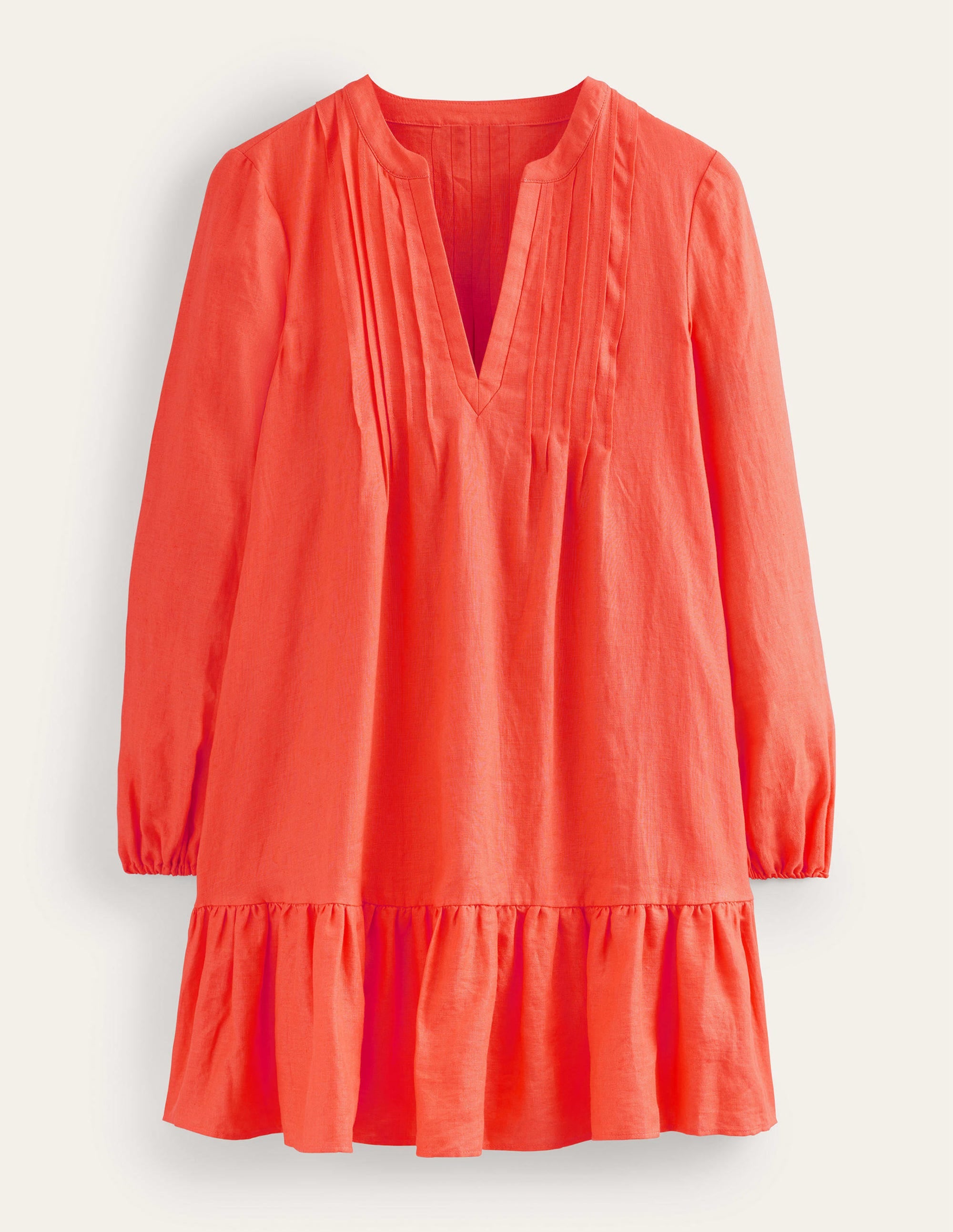 Tiered Linen Mini Dress-Watermelon Punch - Image 5