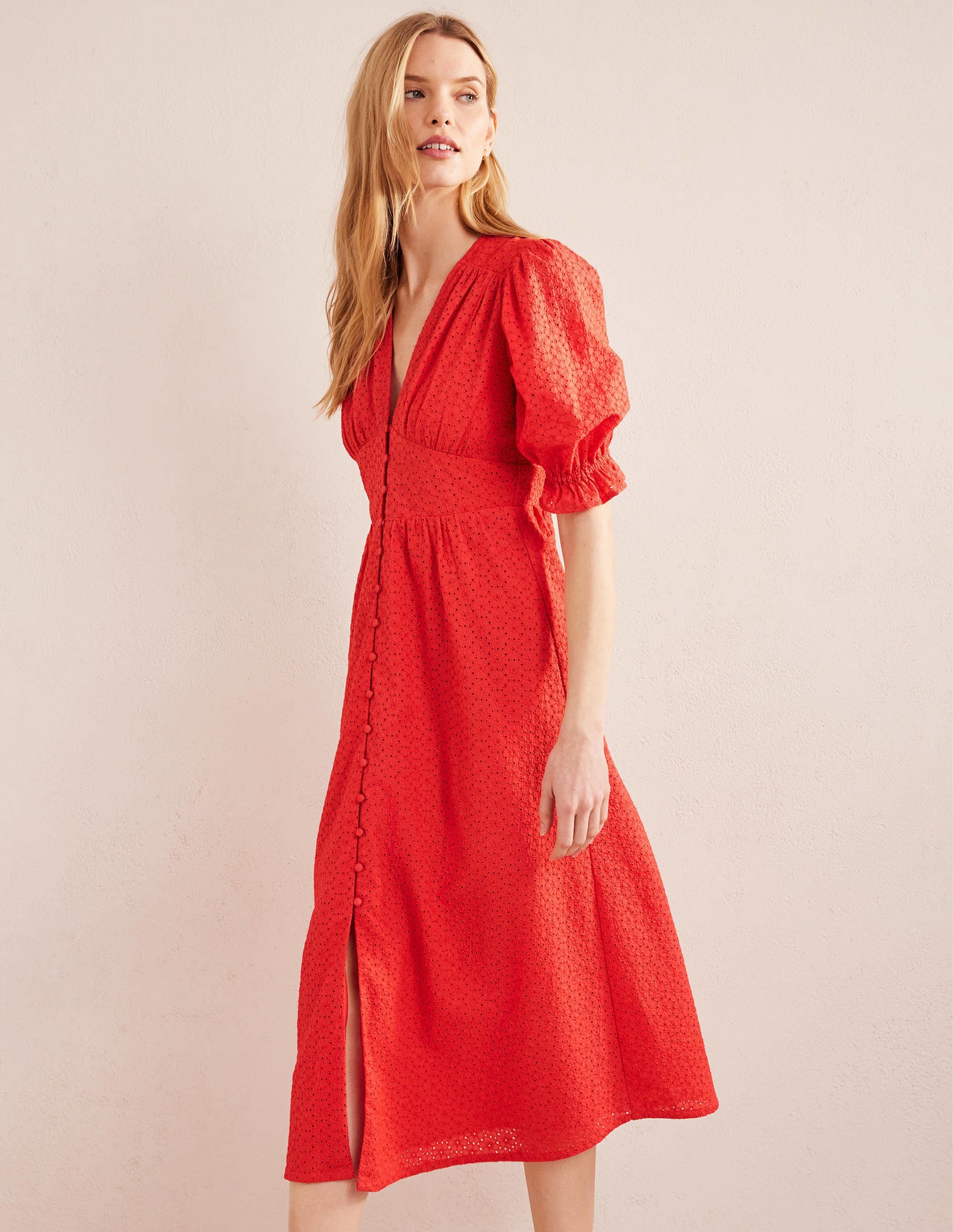 Broderie Midi Tea Dress-Jam - Image 2