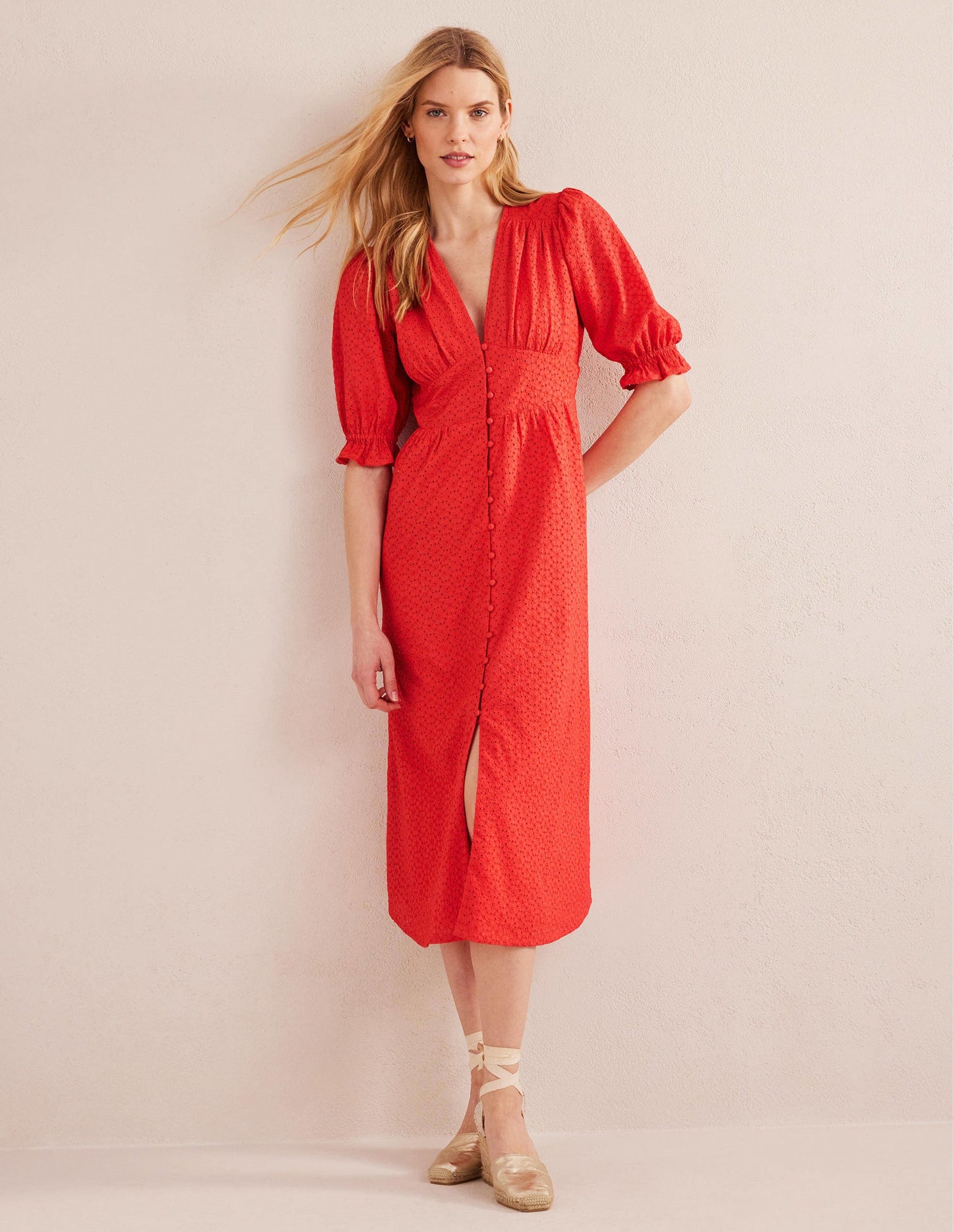 Broderie Midi Tea Dress-Jam