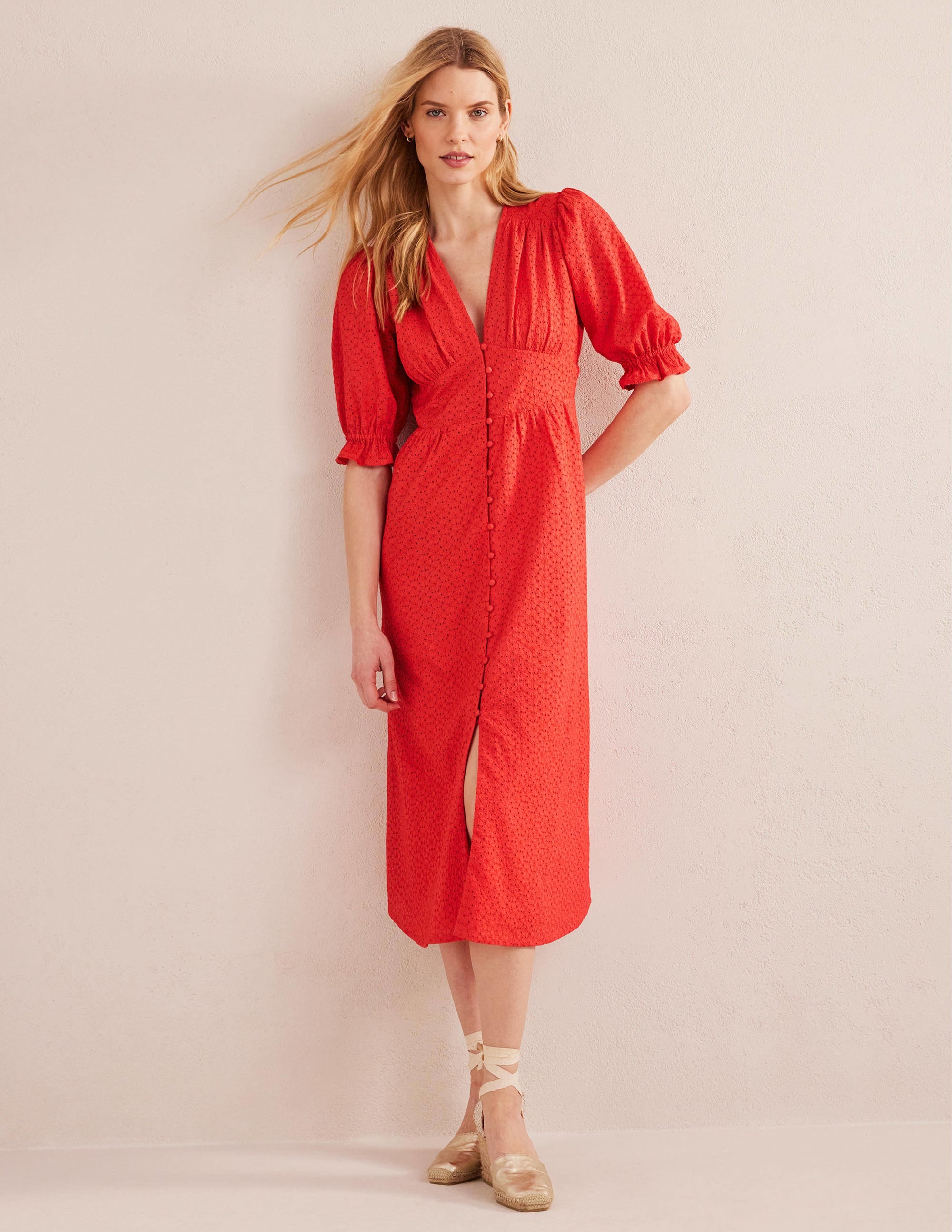 Broderie Midi Tea Dress-Jam - Image 5