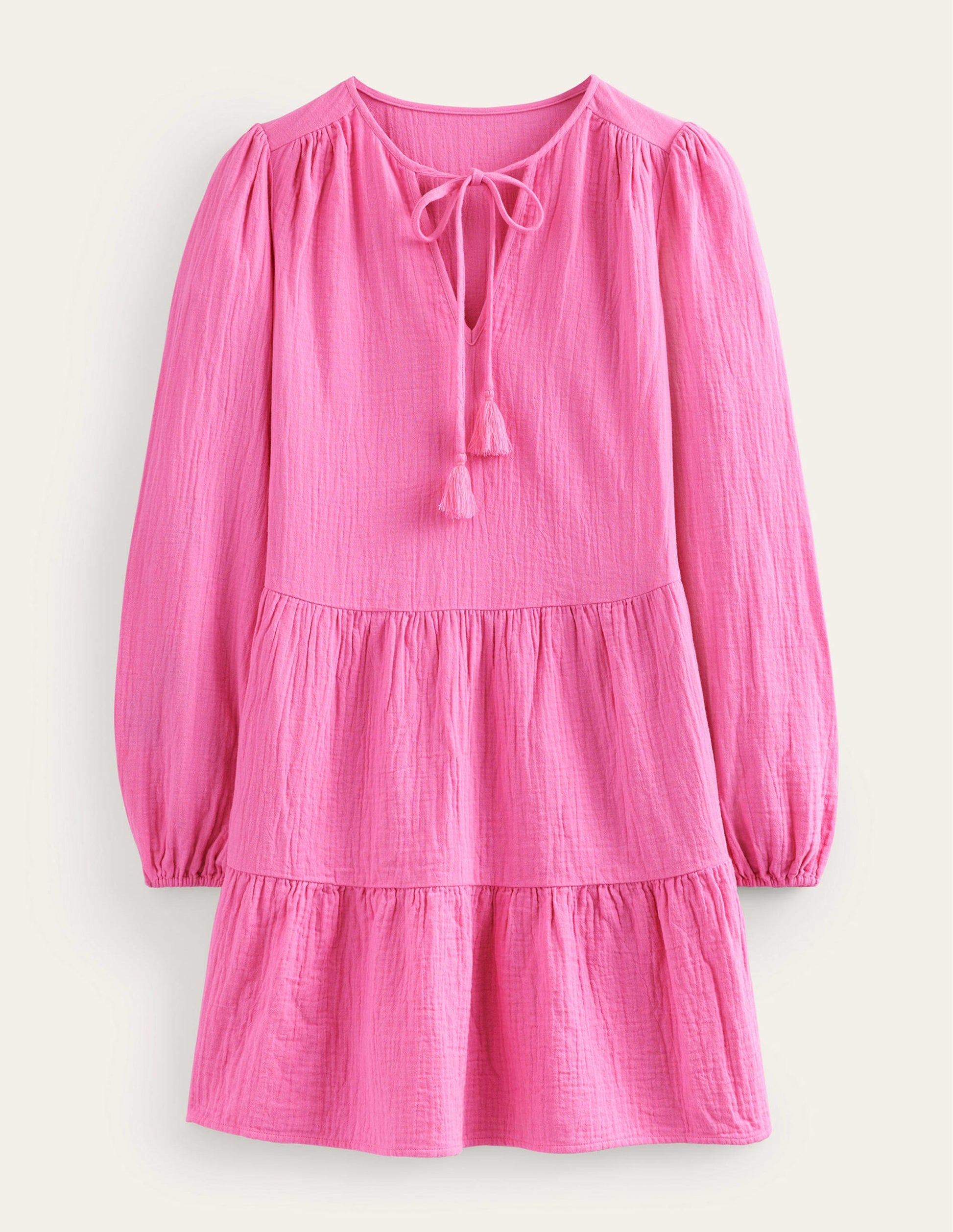Cheesecloth Mini Dress-Festival Pink-5