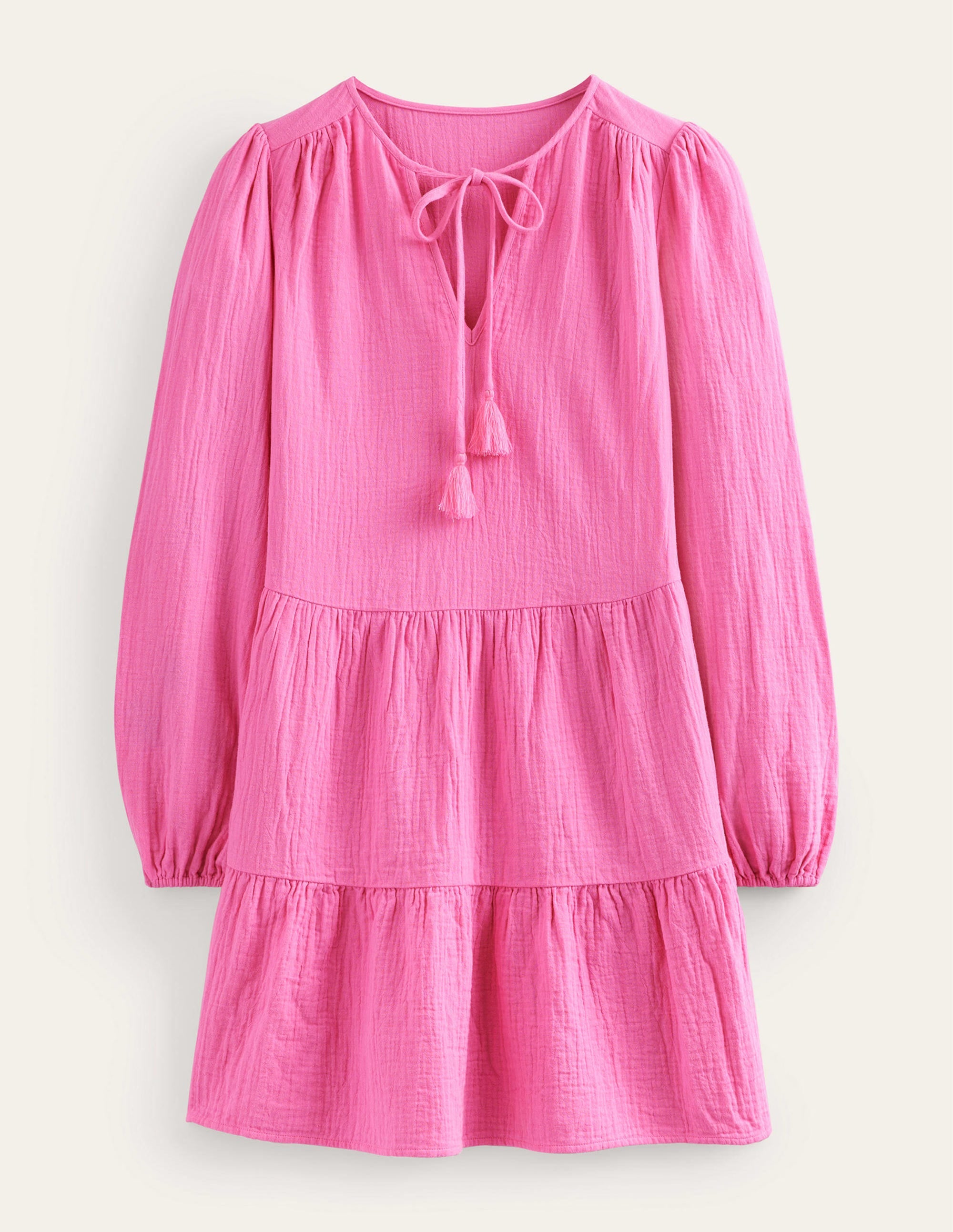 Cheesecloth Mini Dress-Festival Pink - Image 5