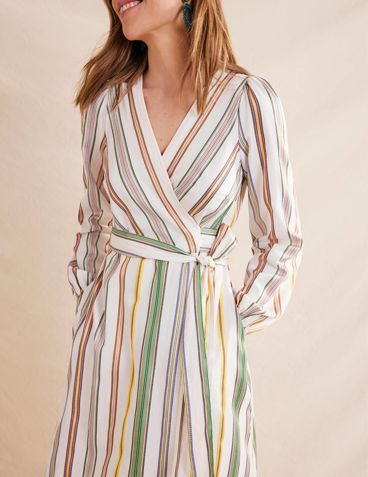 Stripe Maxi Wrap Dress-Multi, Stripe - Image 2