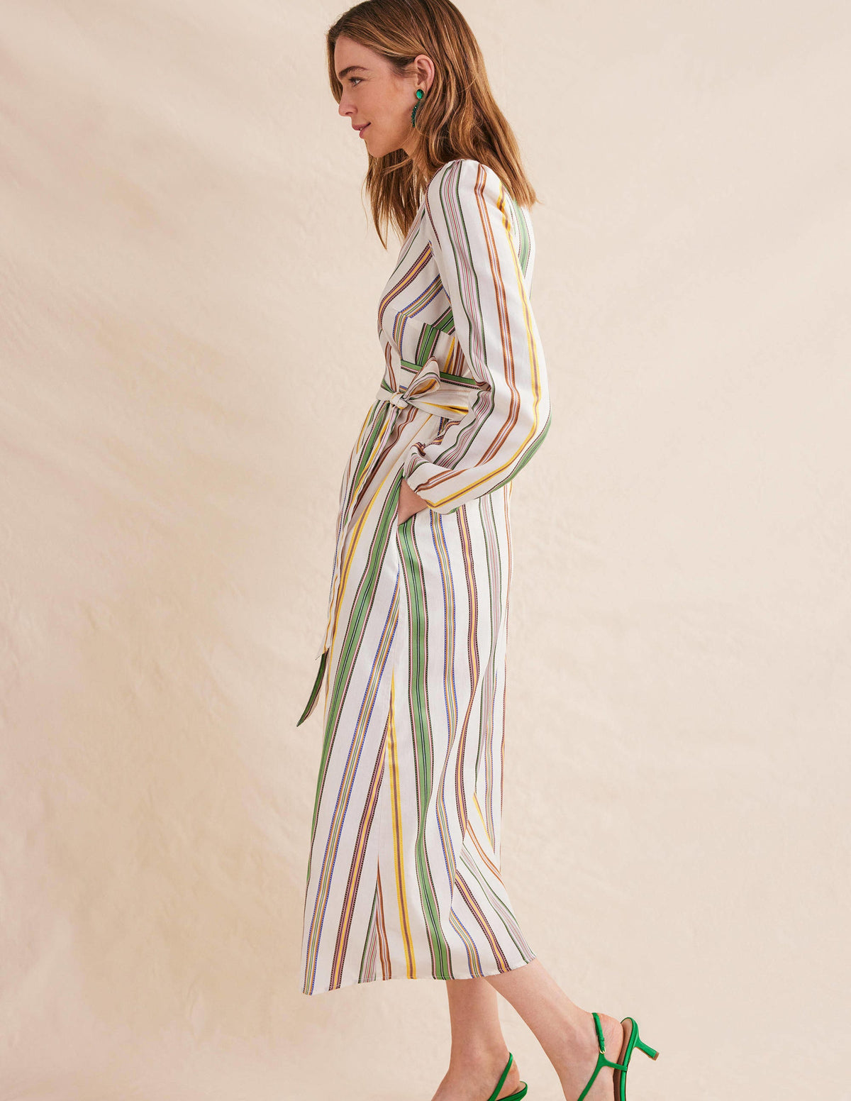 Stripe Maxi Wrap Dress-Multi, Stripe-3