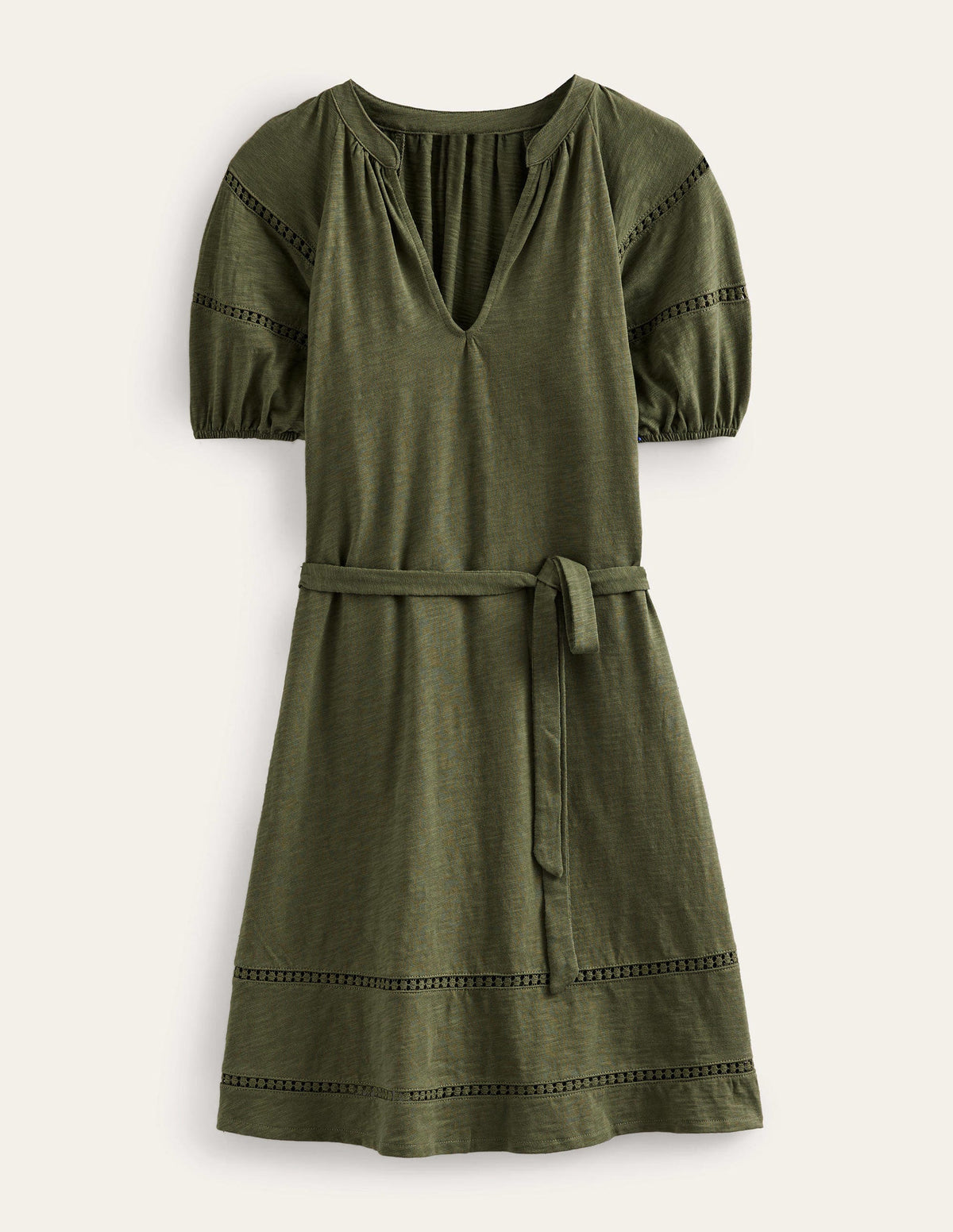 Trim Detail Jersey Dress-Spruce-5