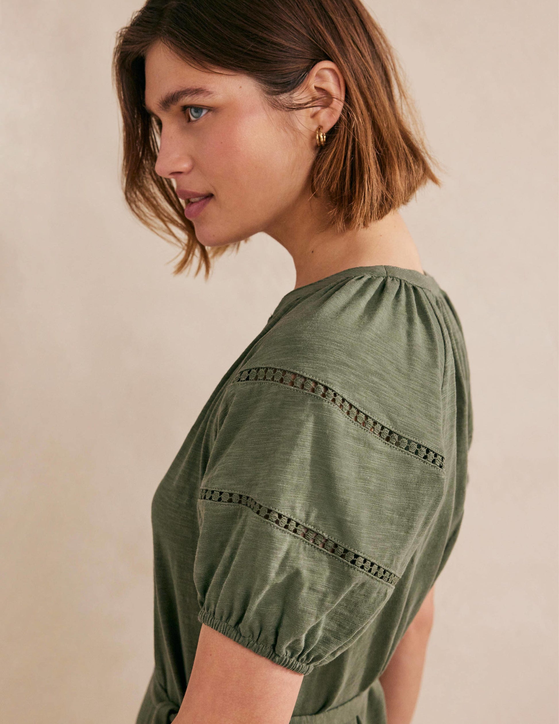Trim Detail Jersey Dress-Spruce-2