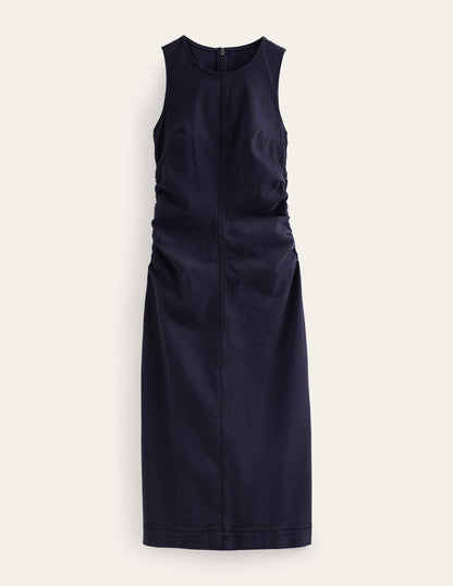 Side Ruched Column Midi Dress-Mid Vintage-5