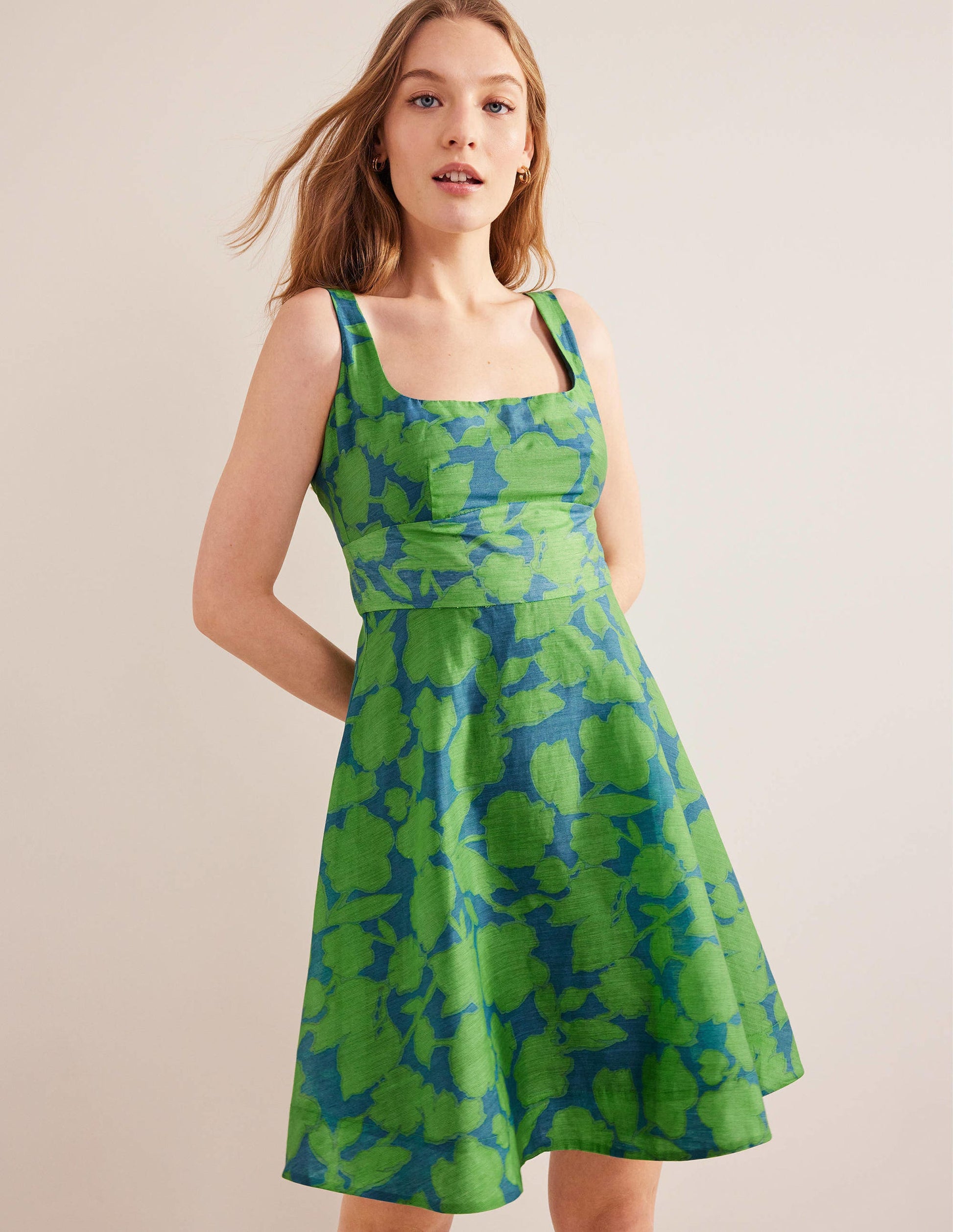 Organza Mini Dress-Jasmine Green, Windsor Bloom-5