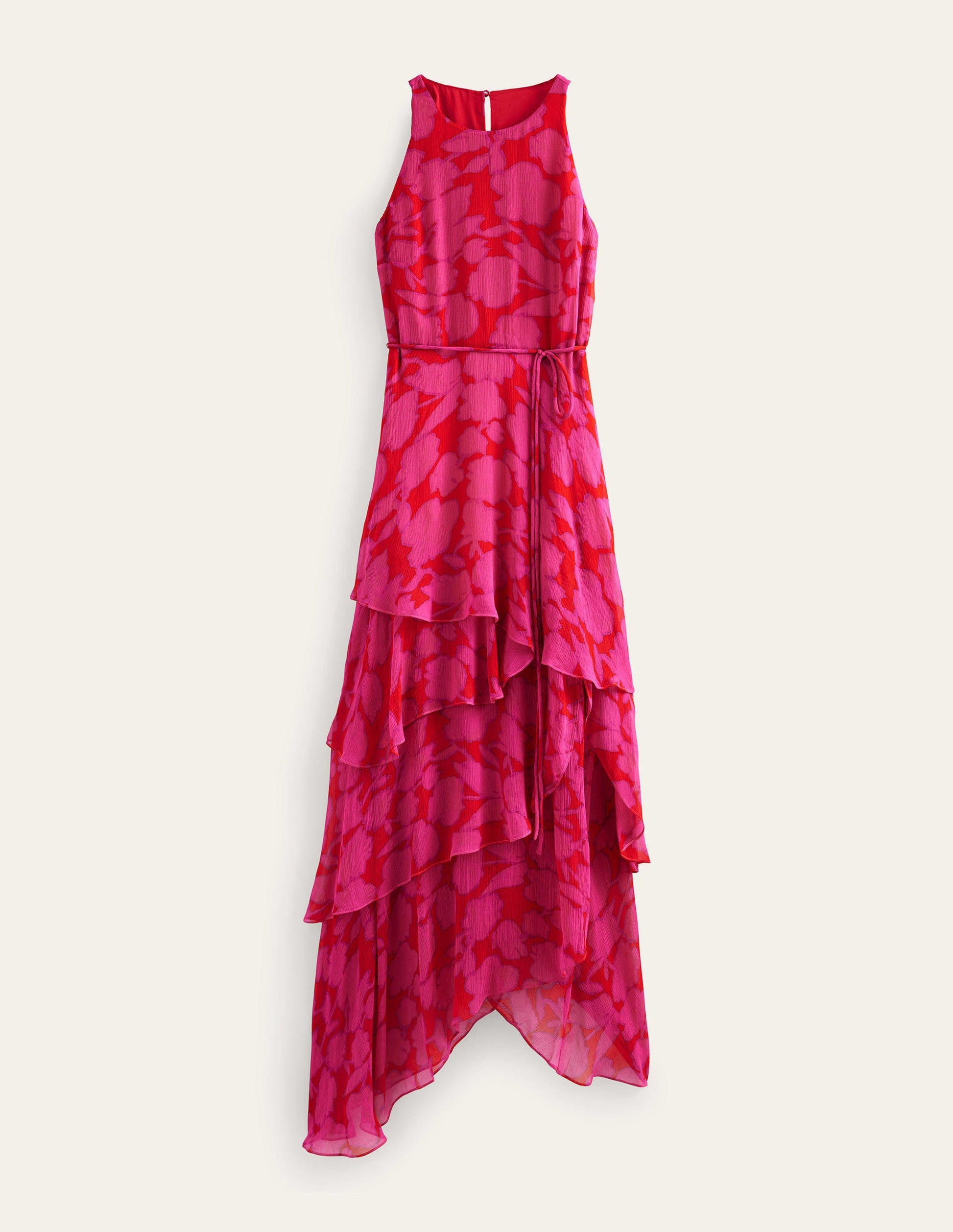 Sleeveless Tiered Maxi Dress-Shocking Pink, Windsor Bloom-6