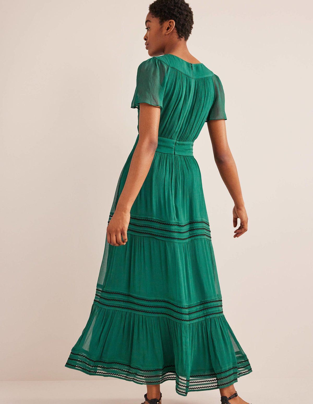Trim Detail Maxi Dress-Deep Forest-3