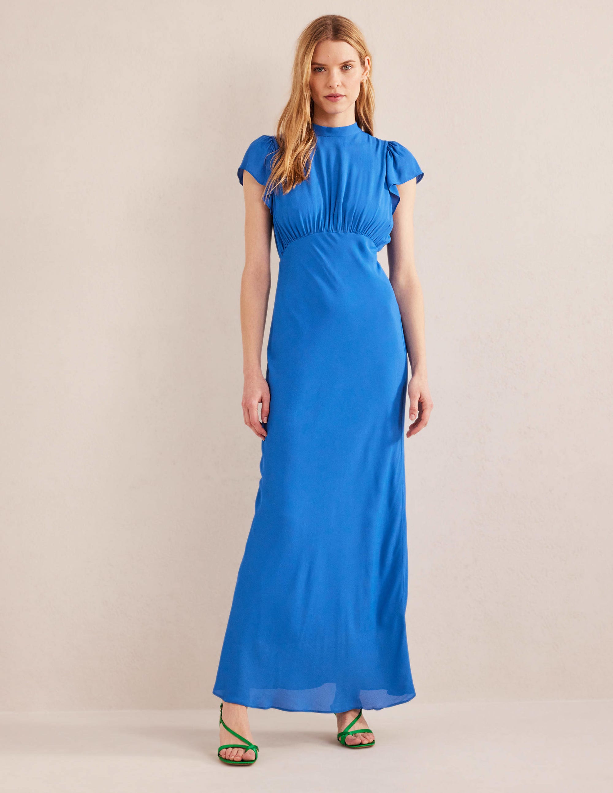 Tie Back Detail Maxi Dress-Cyan - Image 1