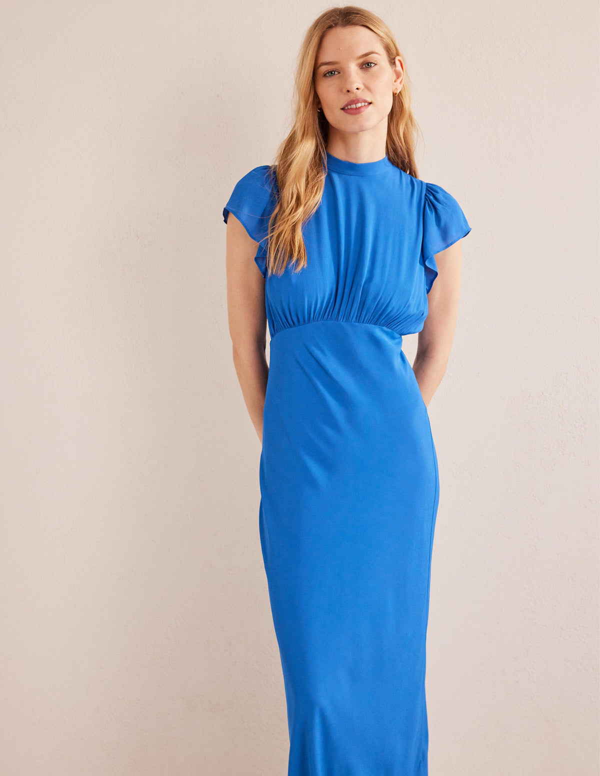 Tie Back Detail Maxi Dress-Cyan - Image 4