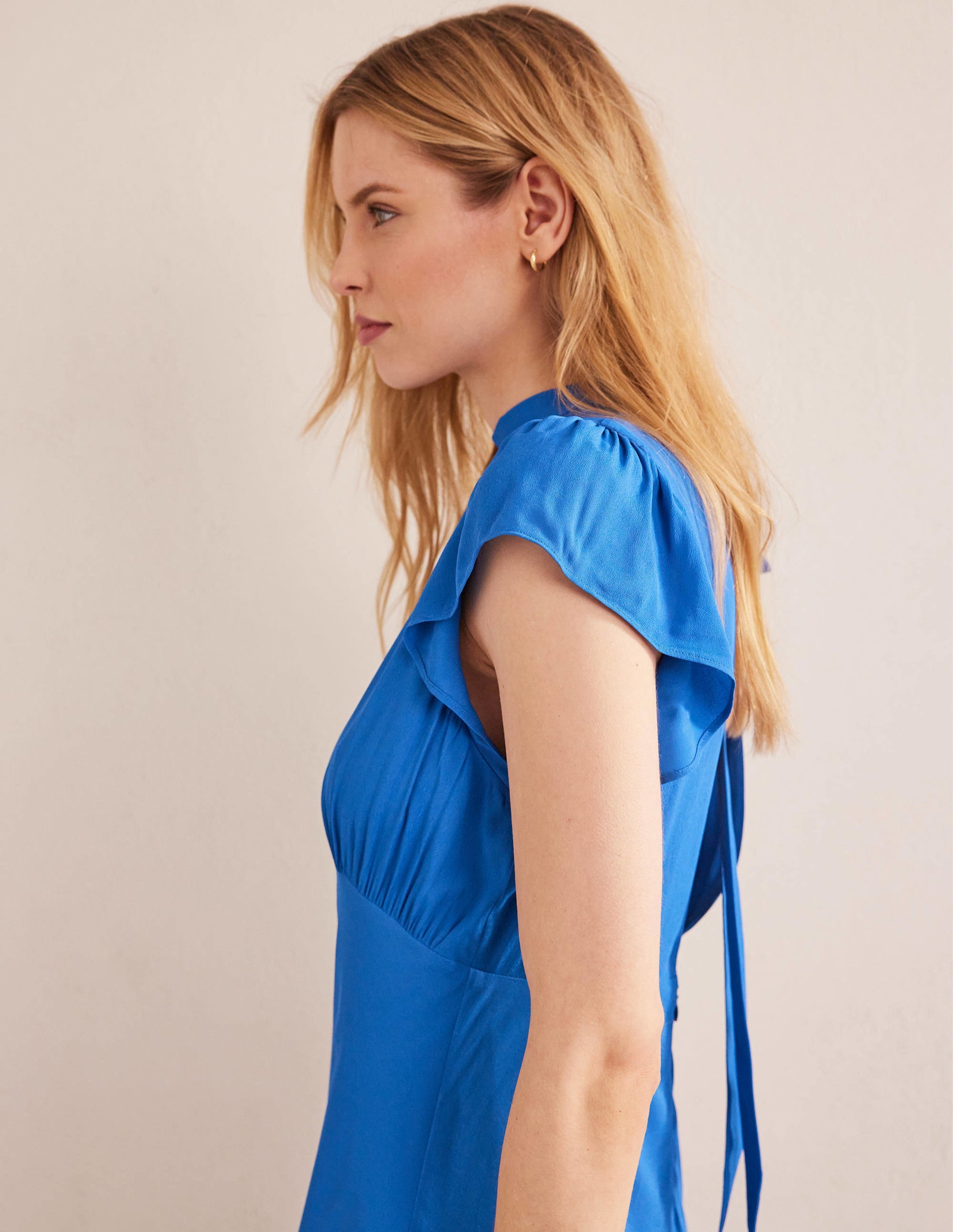 Tie Back Detail Maxi Dress-Cyan - Image 5