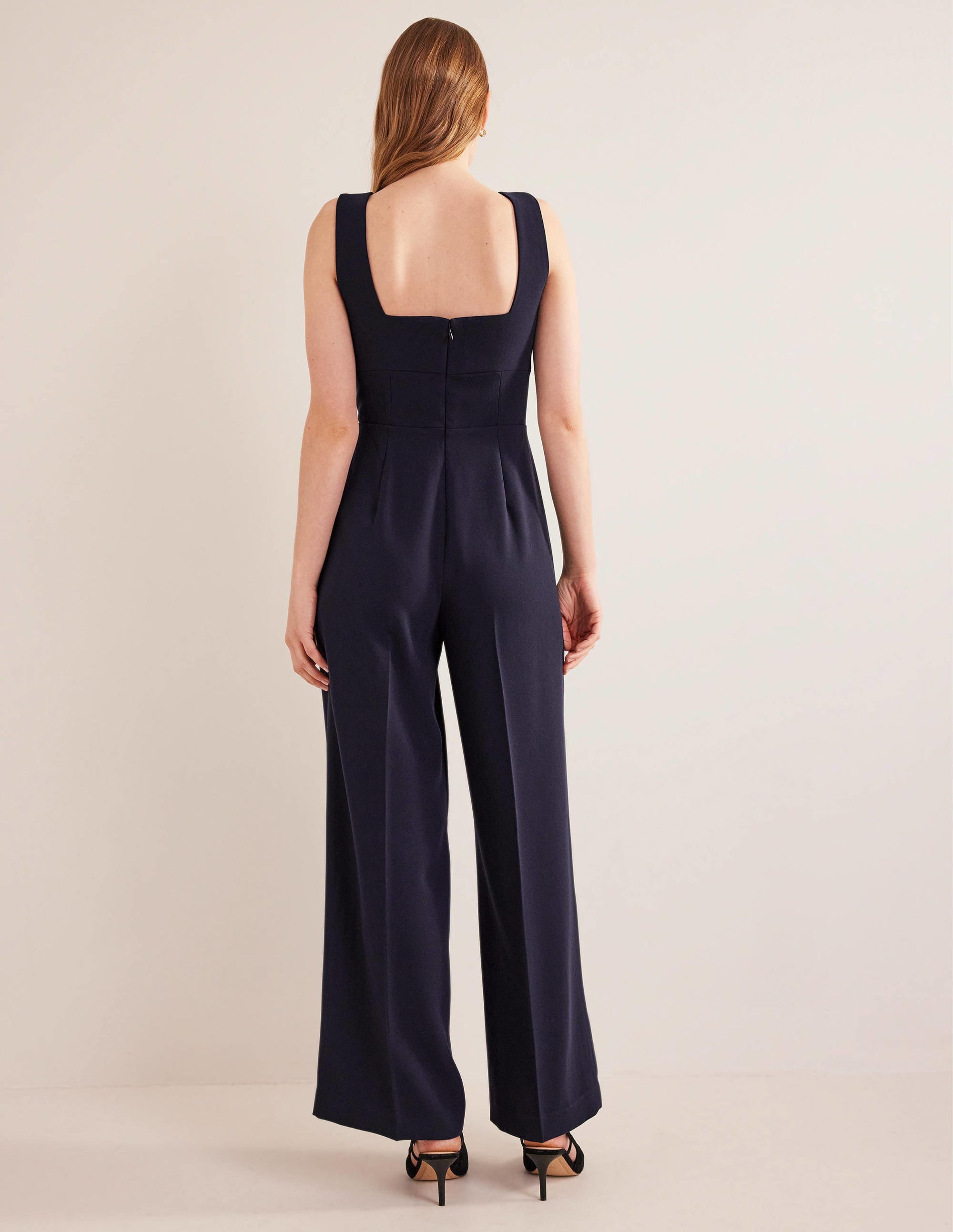 Sweetheart Wideleg Jumpsuit-Navy - Image 3