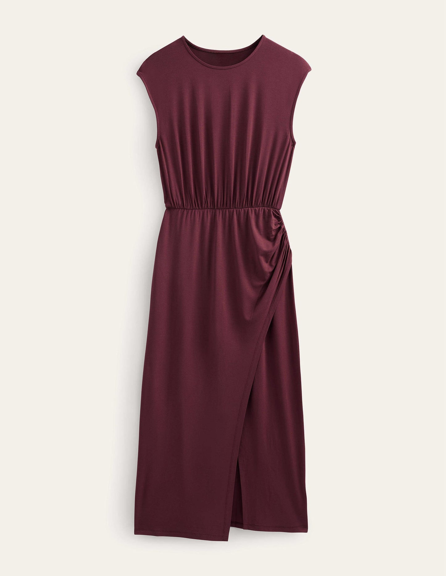 Column Jersey Maxi Dress-Dark Burgundy