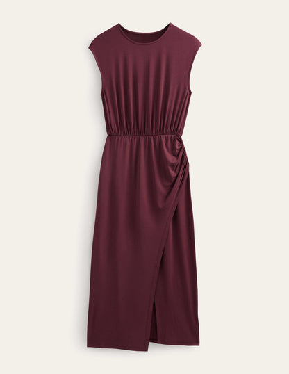 Column Jersey Maxi Dress-Dark Burgundy-5