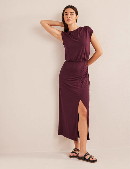 Column Jersey Maxi Dress-Dark Burgundy-2