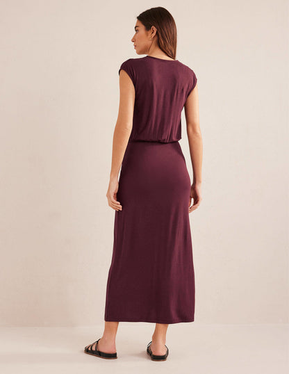 Column Jersey Maxi Dress-Dark Burgundy-4
