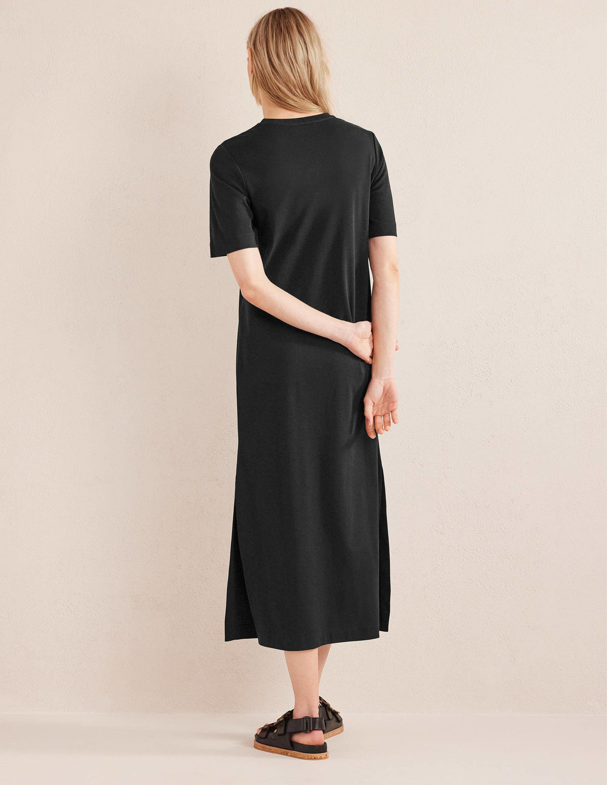 Jersey Midi T-Shirt Dress-Black - Image 3