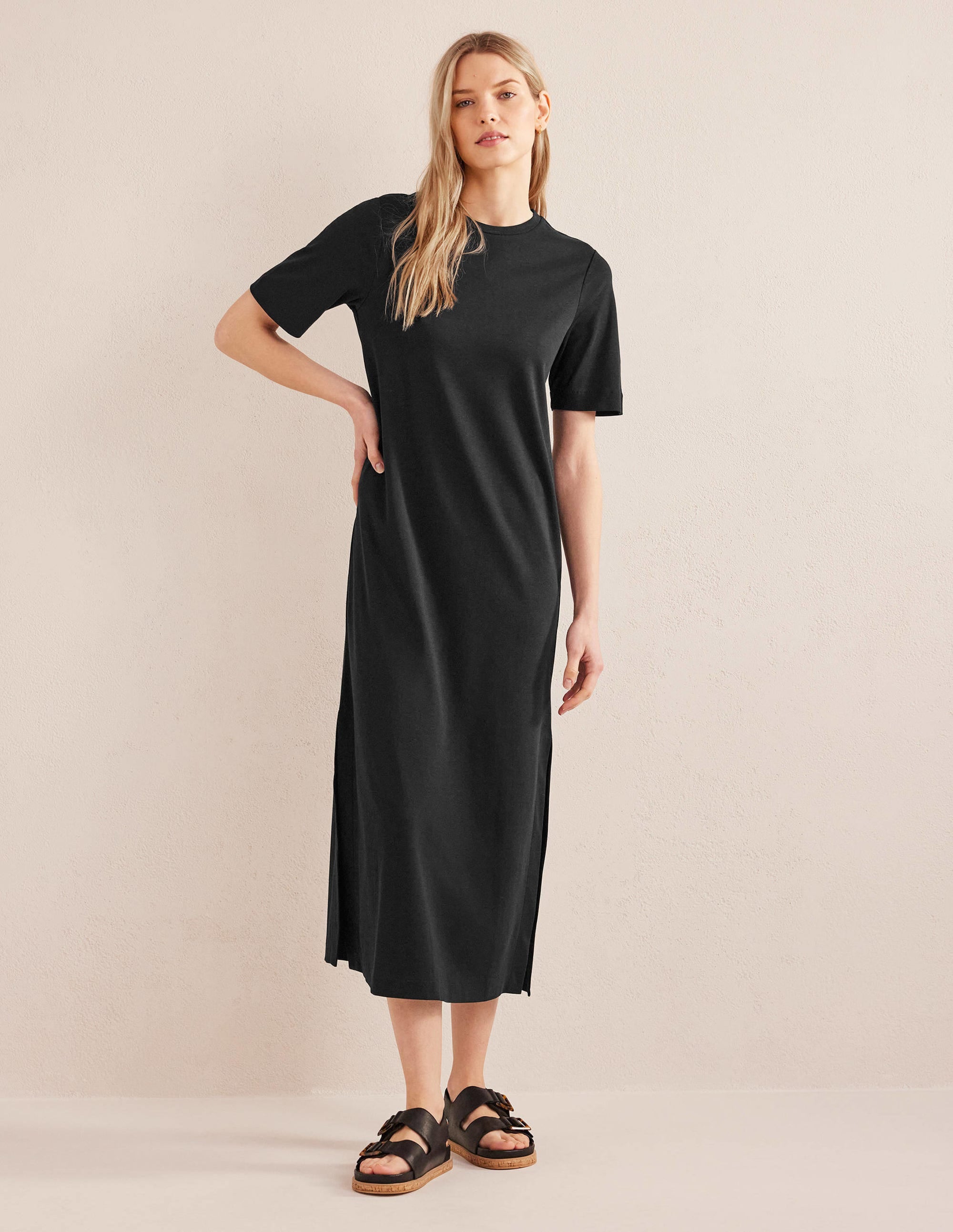 Jersey Midi T-Shirt Dress-Black - Image 4