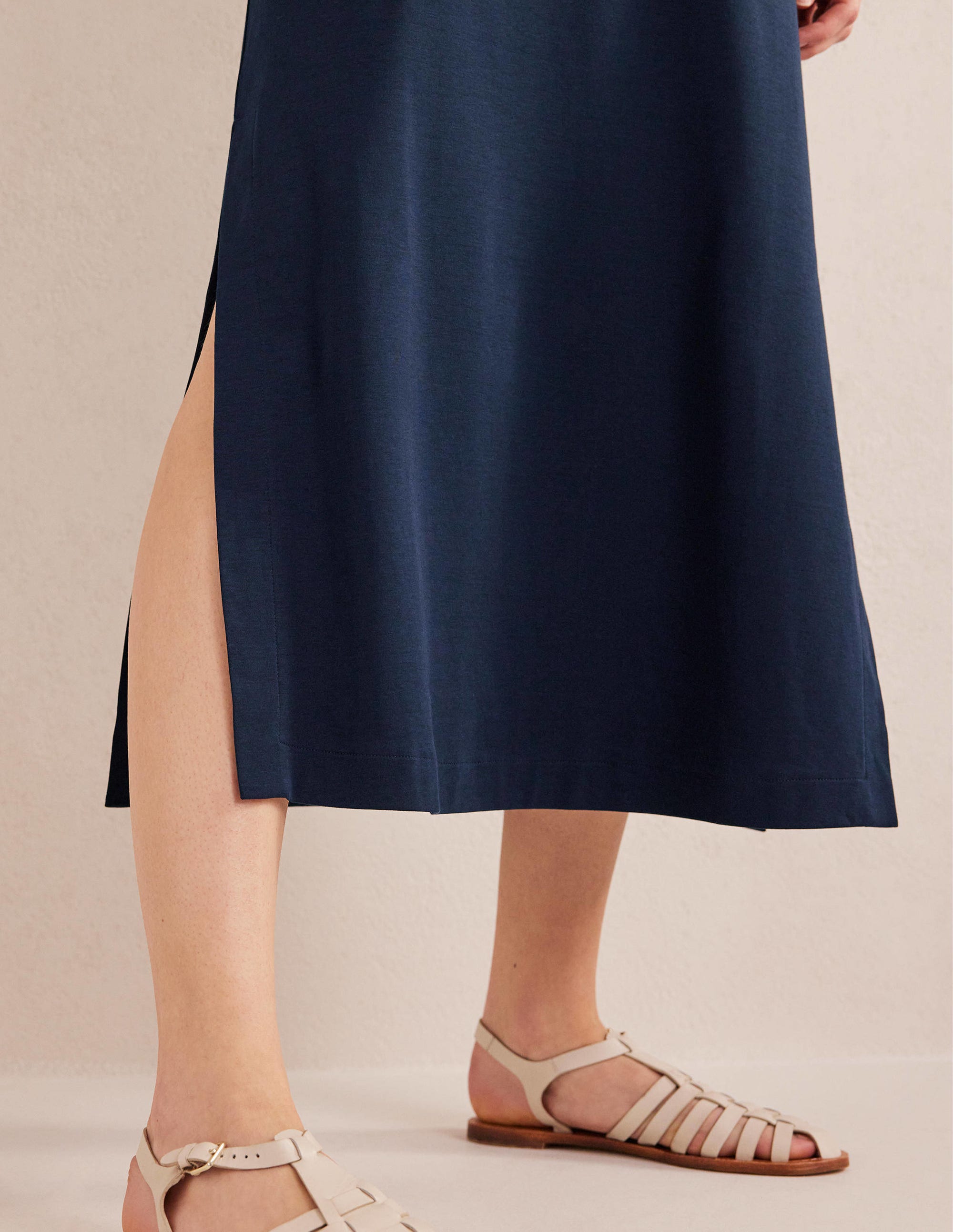 Jersey Midi T-Shirt Dress-Navy - Image 2