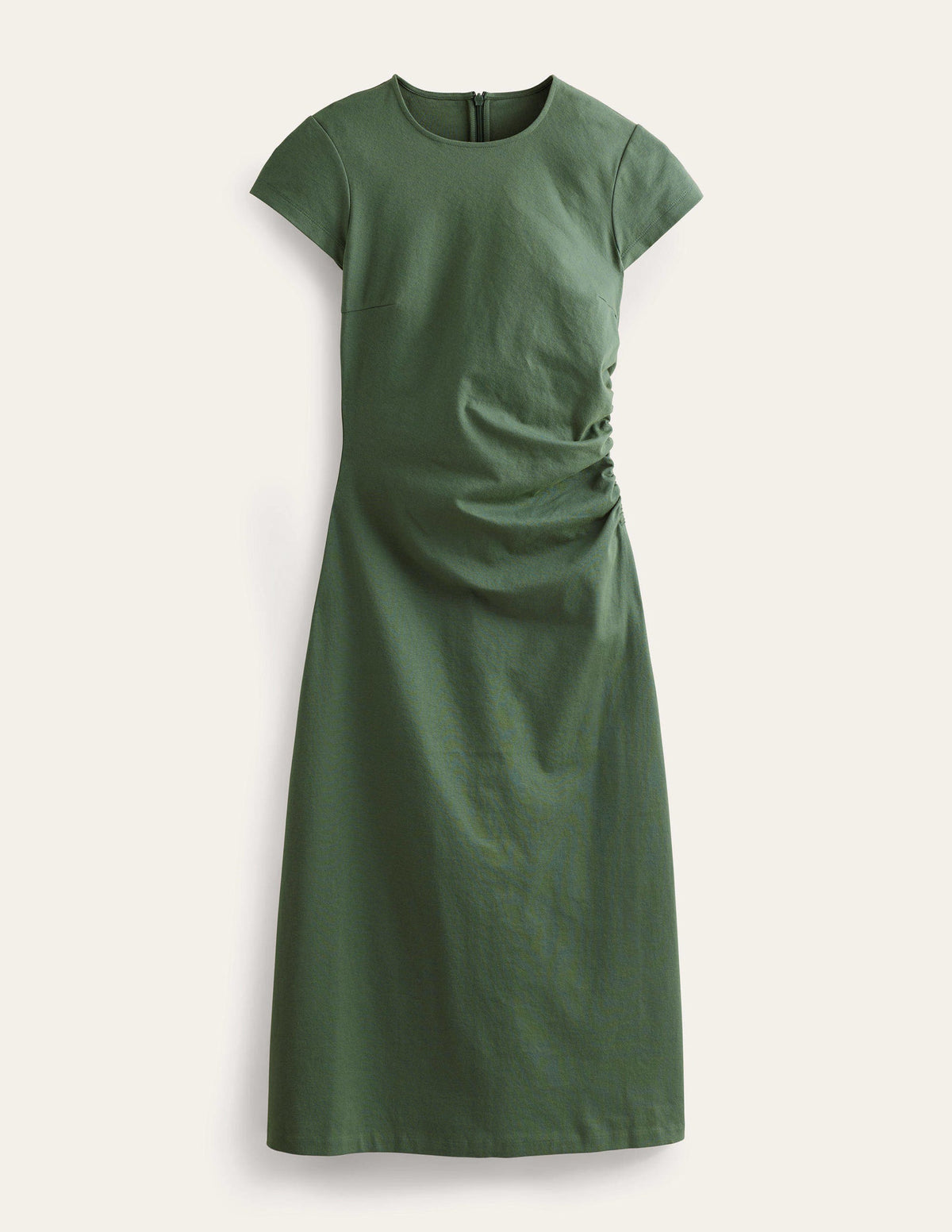 Side Ruched Jersey Midi Dress-Palm Leaf - Image 5