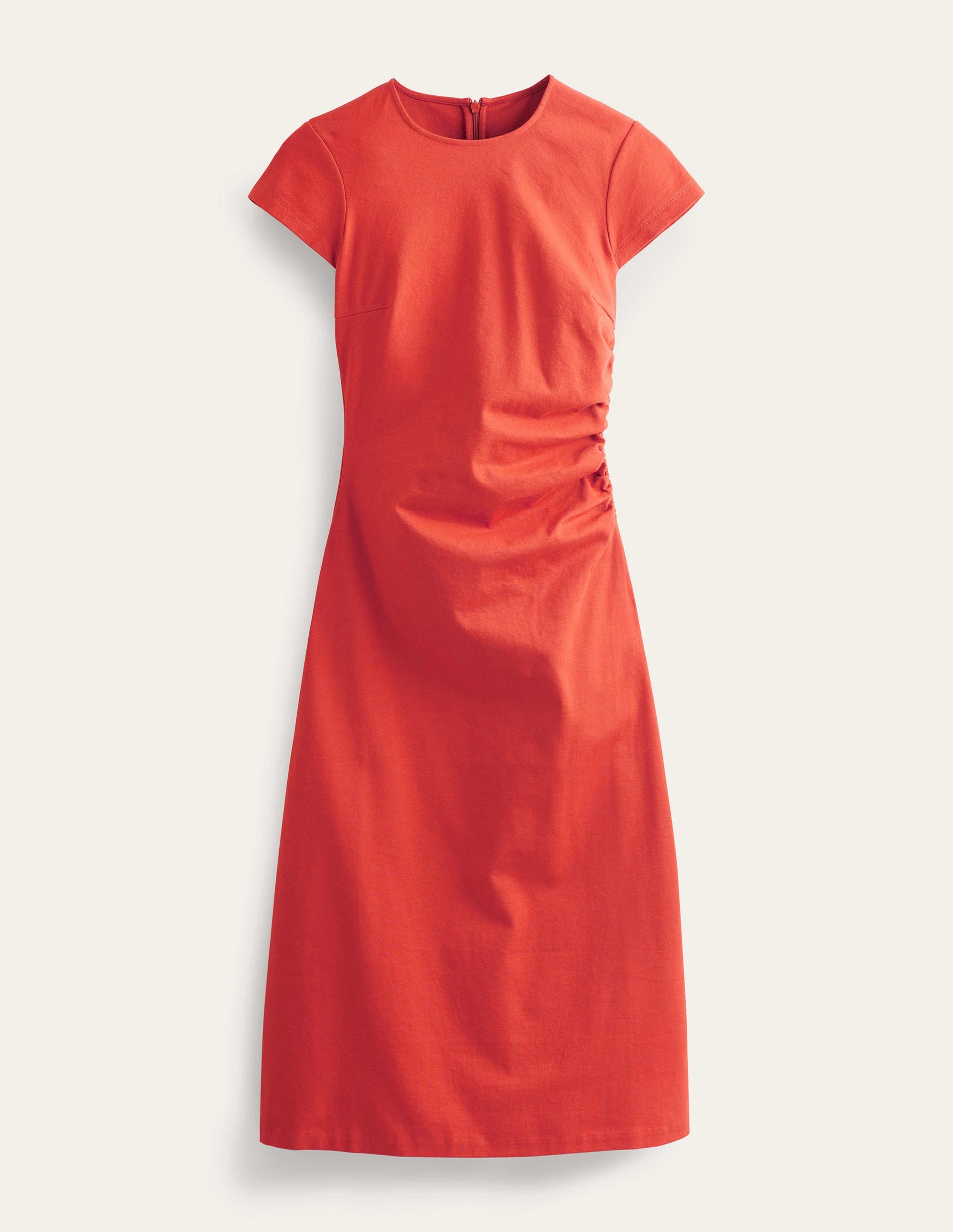 Side Ruched Jersey Midi Dress-Tomato - Image 5