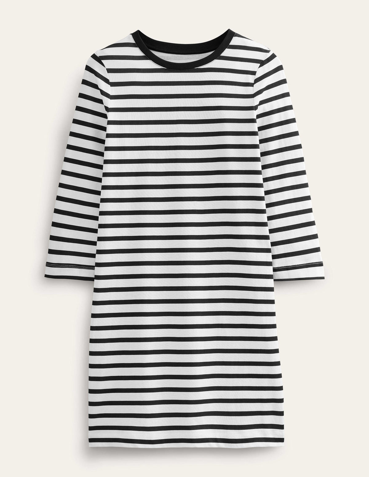 Jersey Mini T-Shirt Dress-Ivory and Black Stripe-5