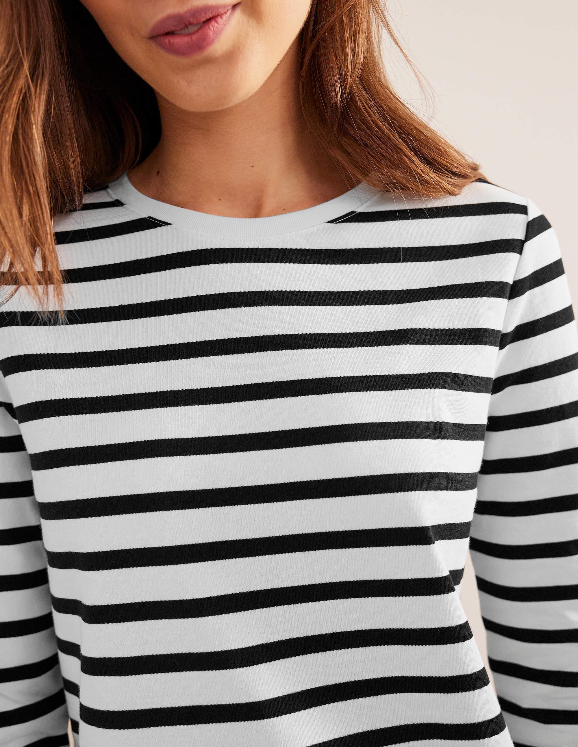 Jersey Mini T-Shirt Dress-Ivory and Black Stripe - Image 2