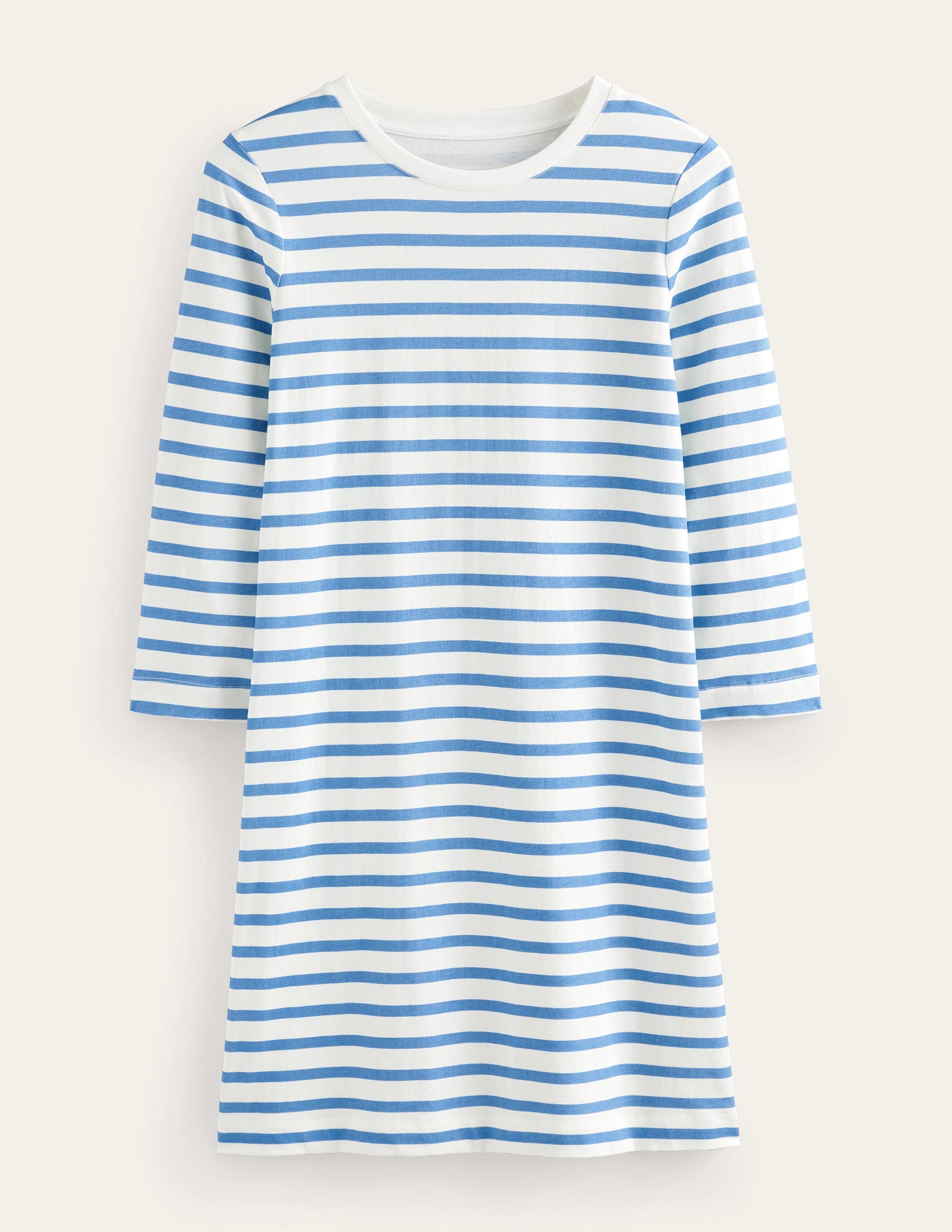 Jersey Mini T-Shirt Dress-Ivory and Blue Stripe - Image 6