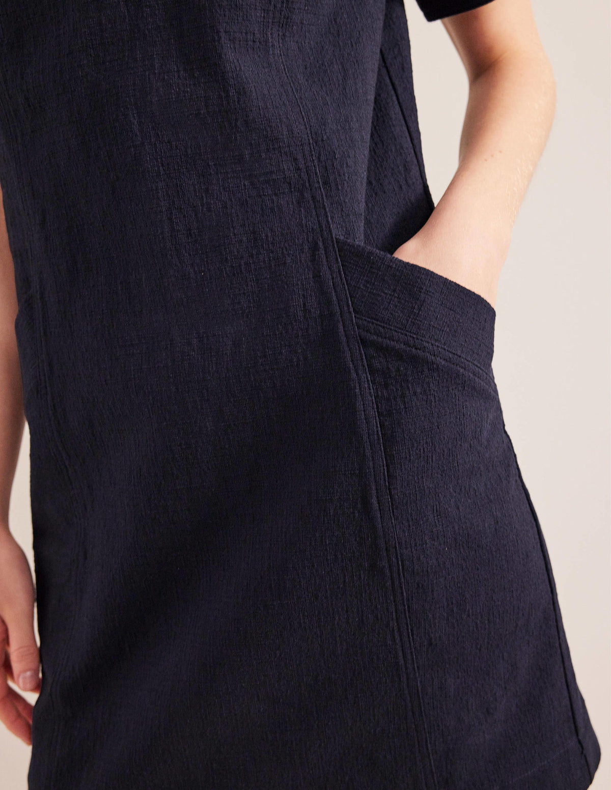 Zip Detail Mini Shift Dress-Navy - Image 5