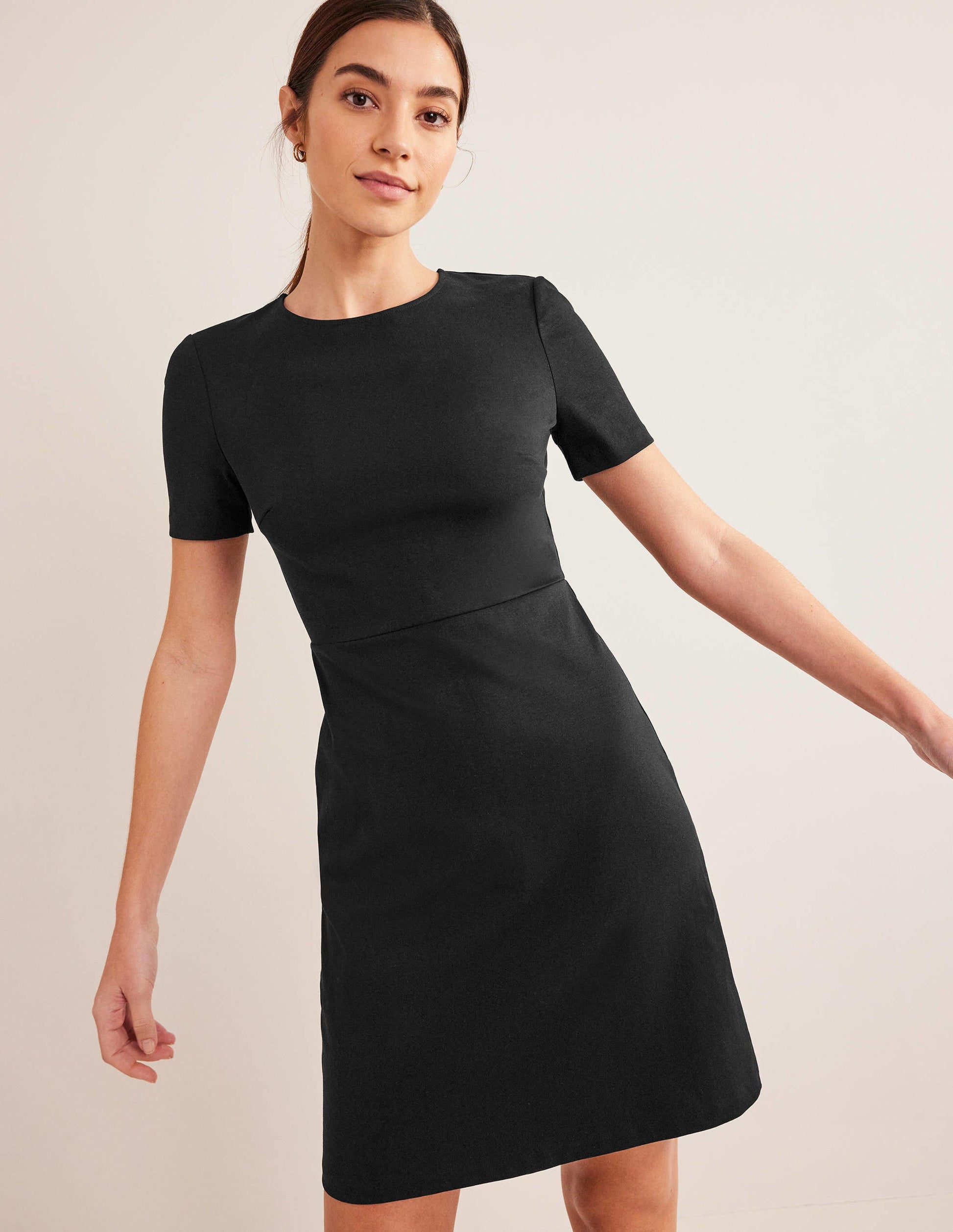 Jersey Mini Shift Dress-Black-1