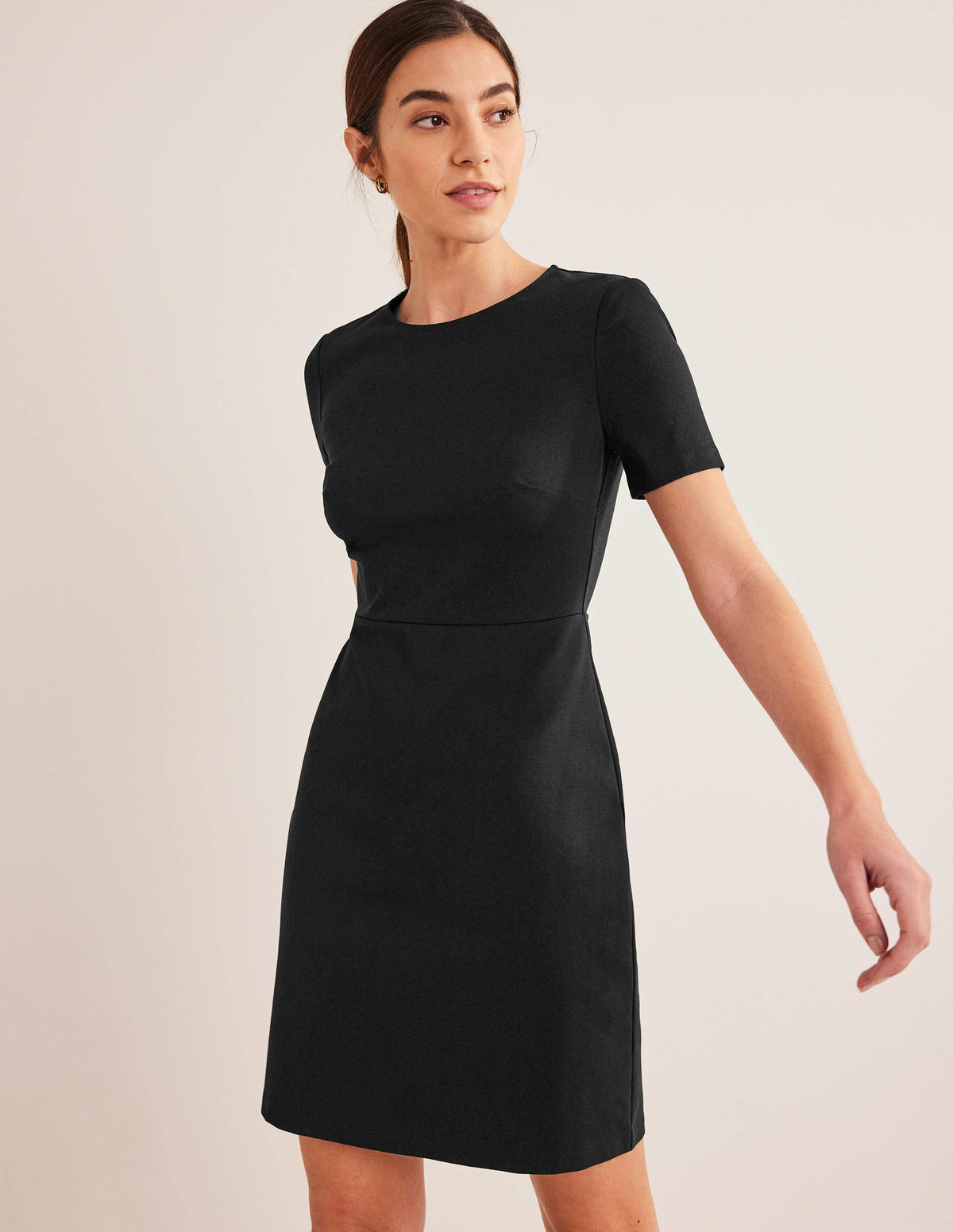 Jersey Mini Shift Dress-Black - Image 4