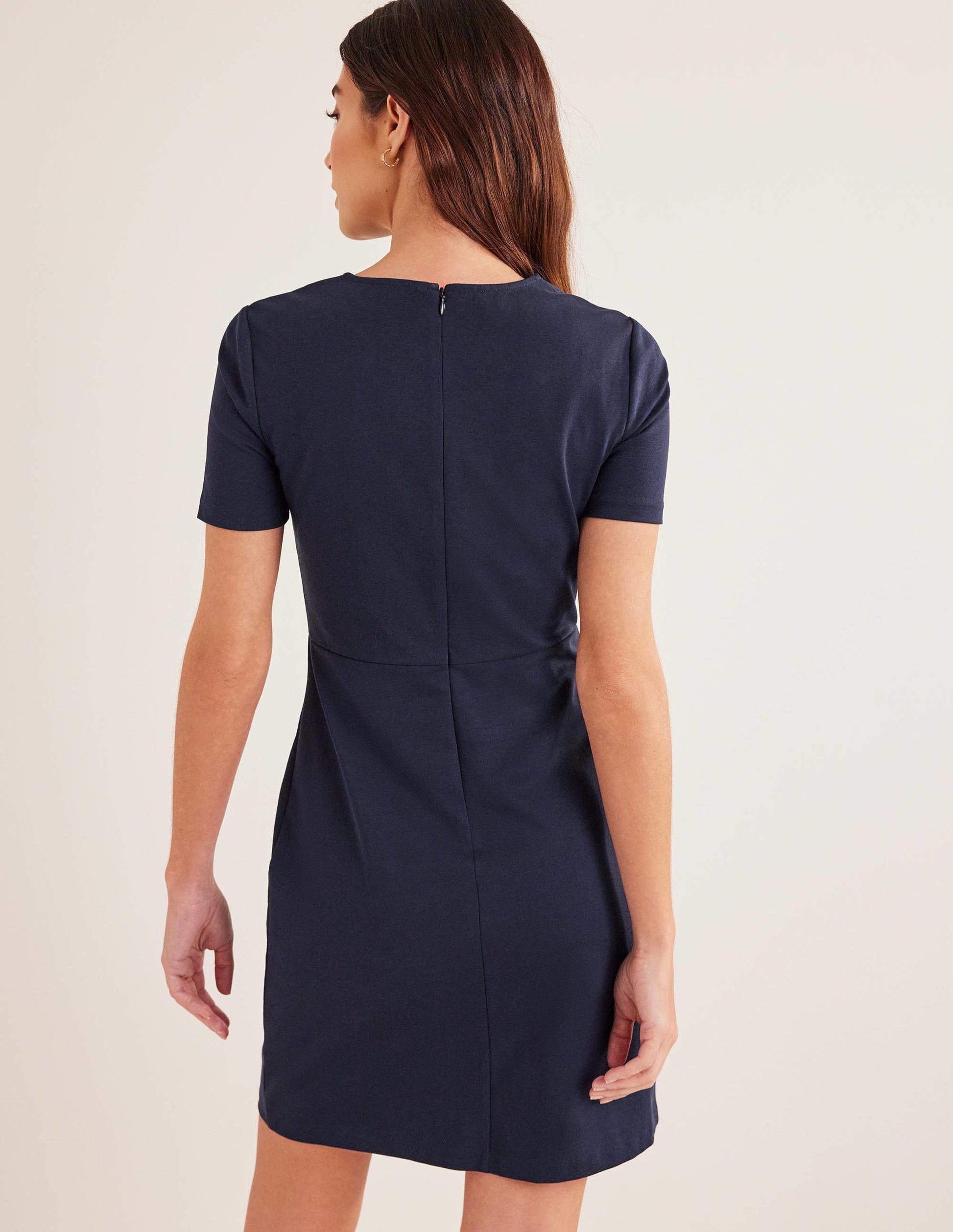 Jersey Mini Shift Dress-Navy-3