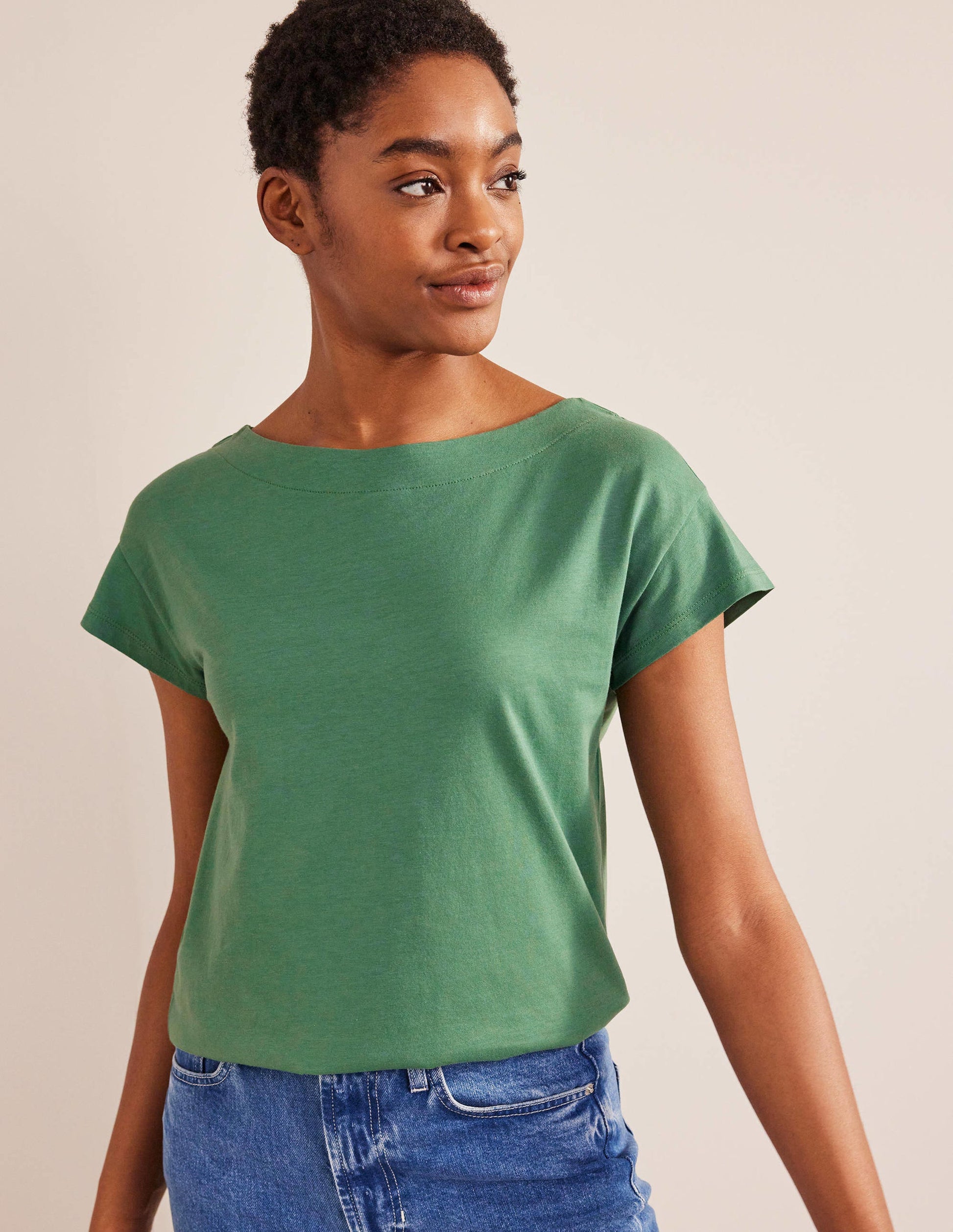 Supersoft Boat Neck T-Shirt-Broad Bean-1
