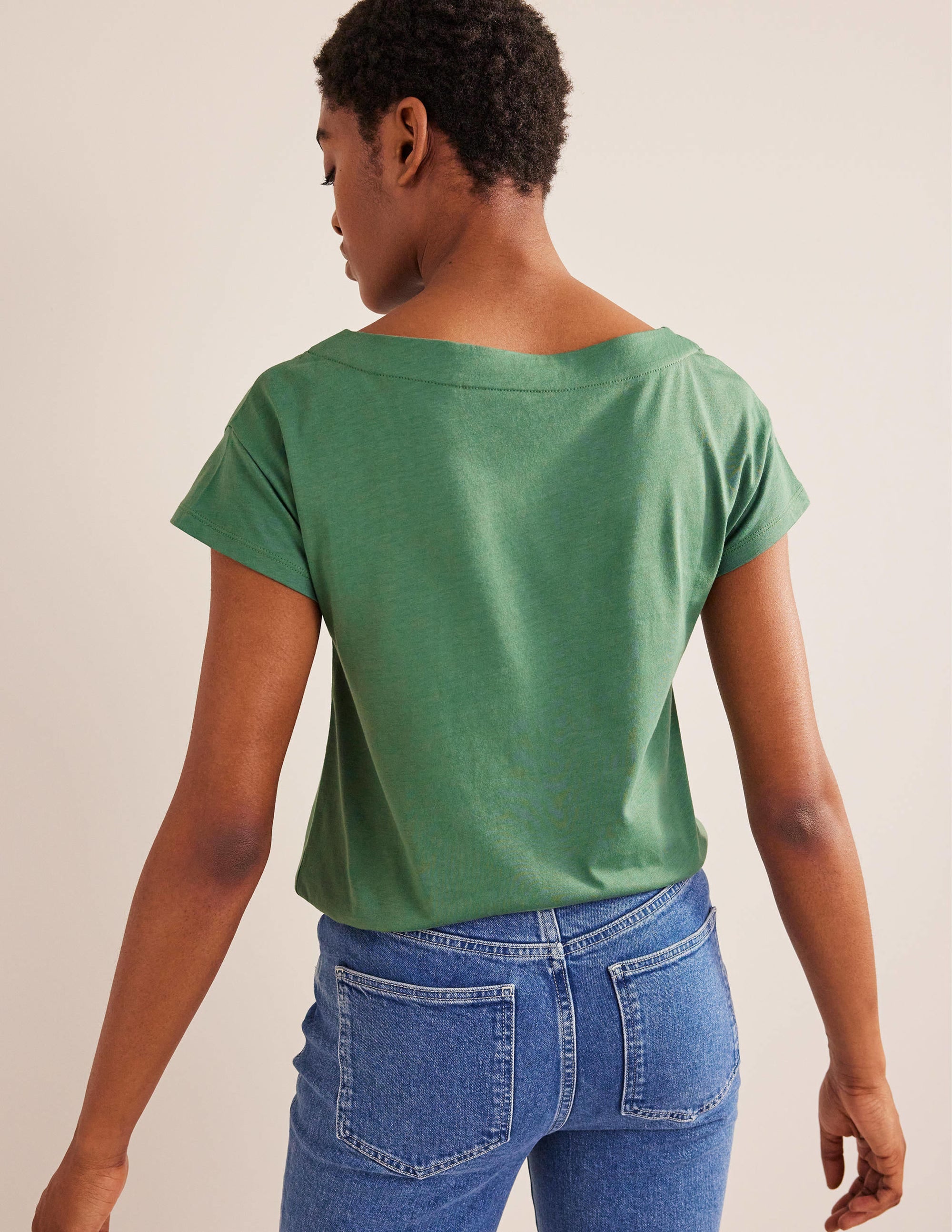 Supersoft Boat Neck T-Shirt-Broad Bean - Image 3