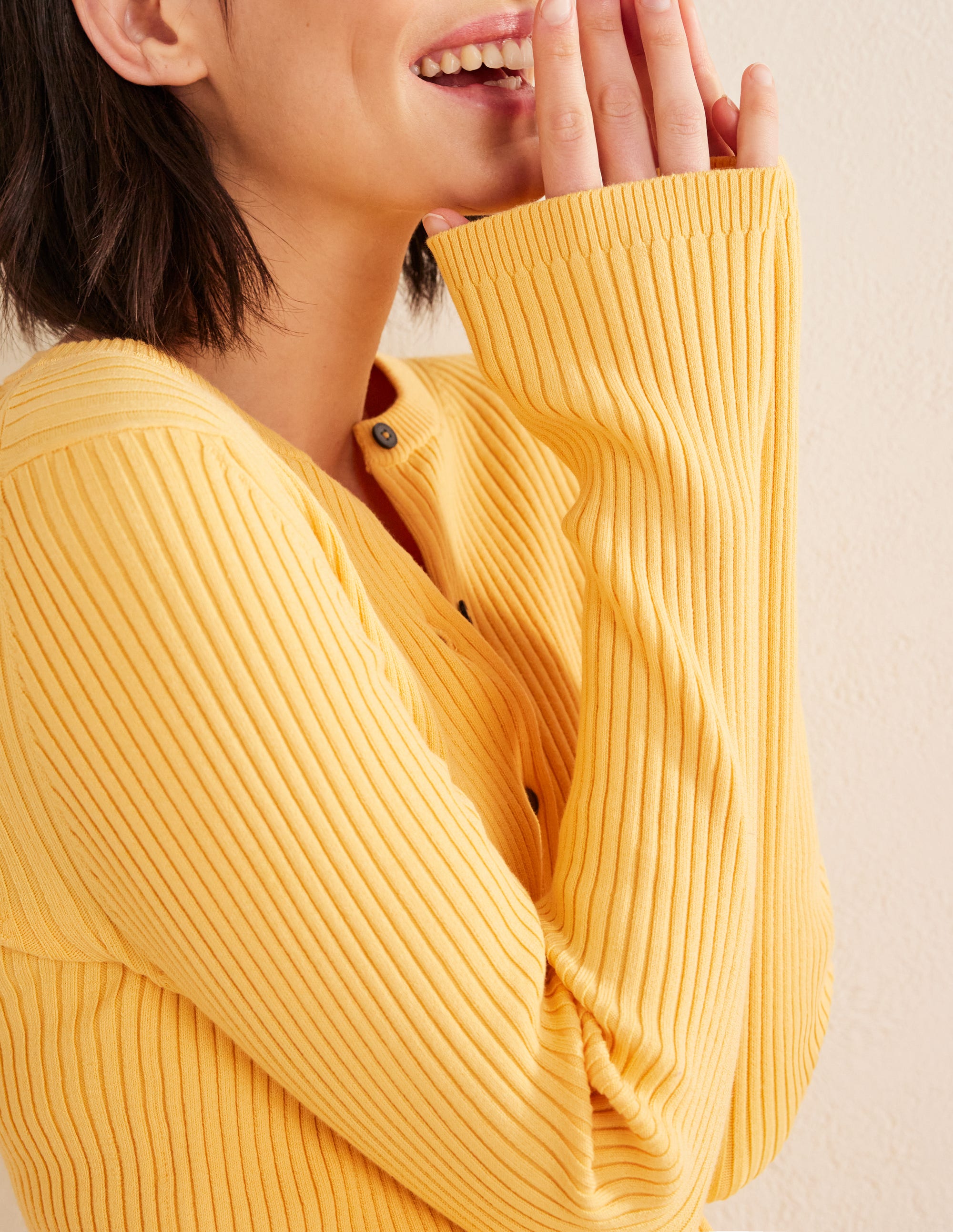 Ribbed Detail Cardigan-Sweet Honeycomb - Image 2