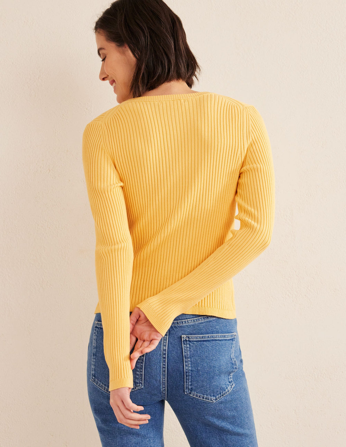 Ribbed Detail Cardigan-Sweet Honeycomb - Image 3