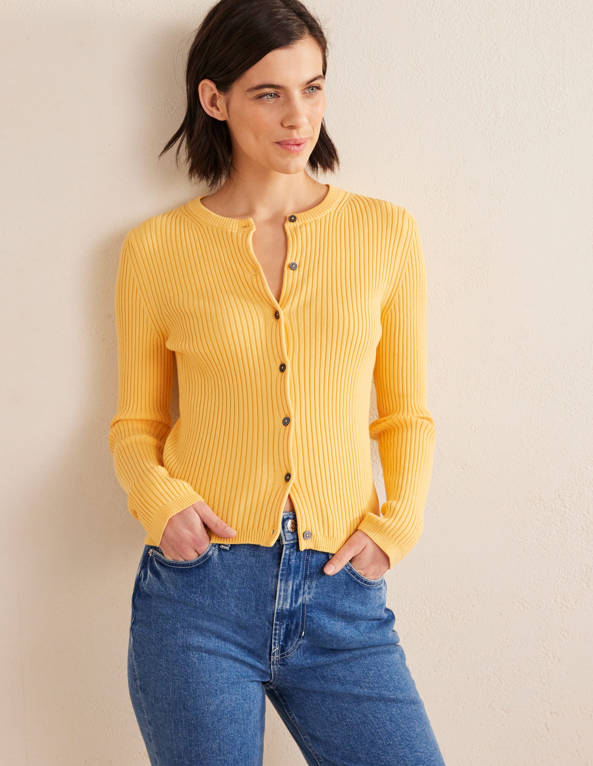 Ribbed Detail Cardigan-Sweet Honeycomb - Image 4