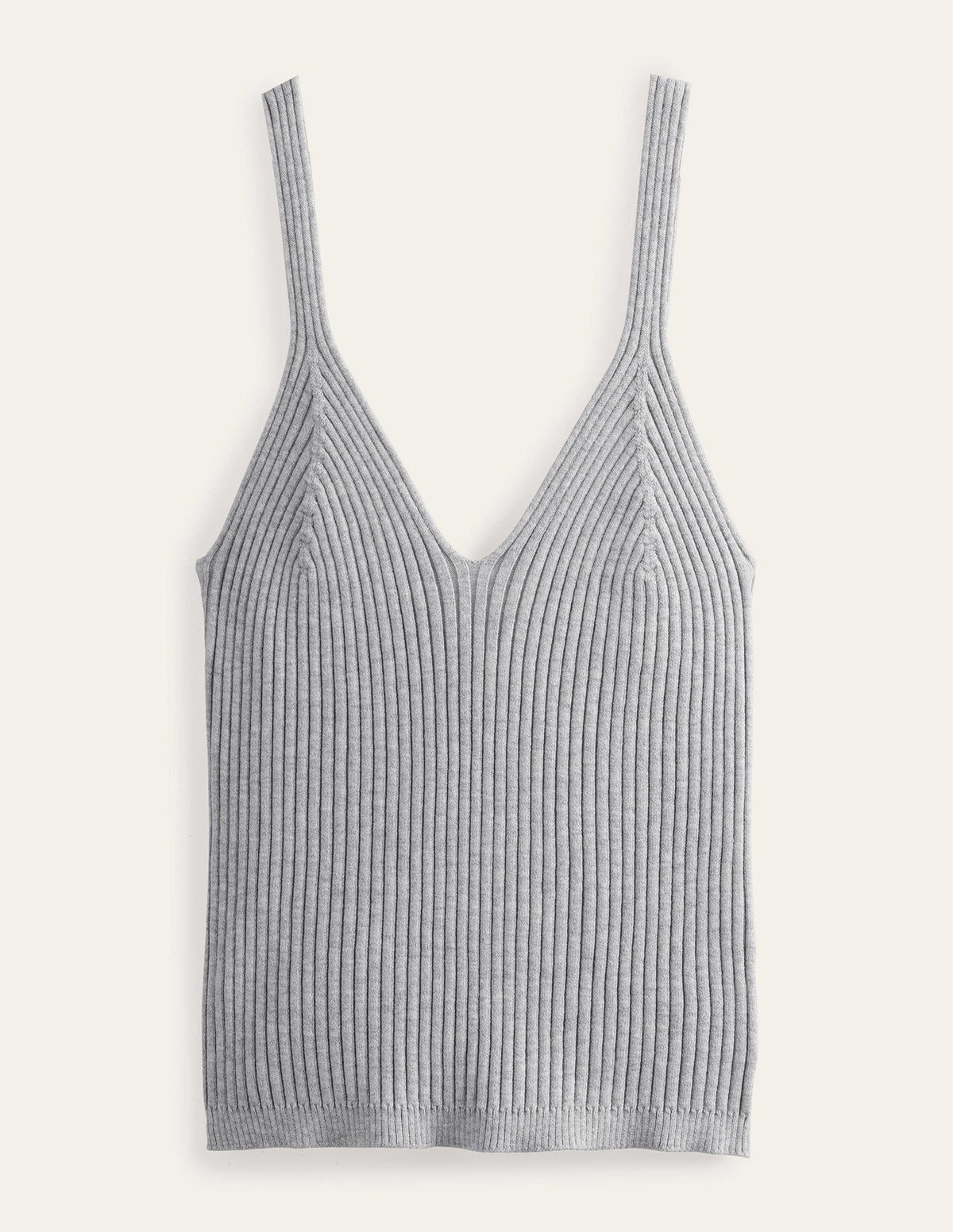 Ribbed Vest Top-Pale Grey Melange-4